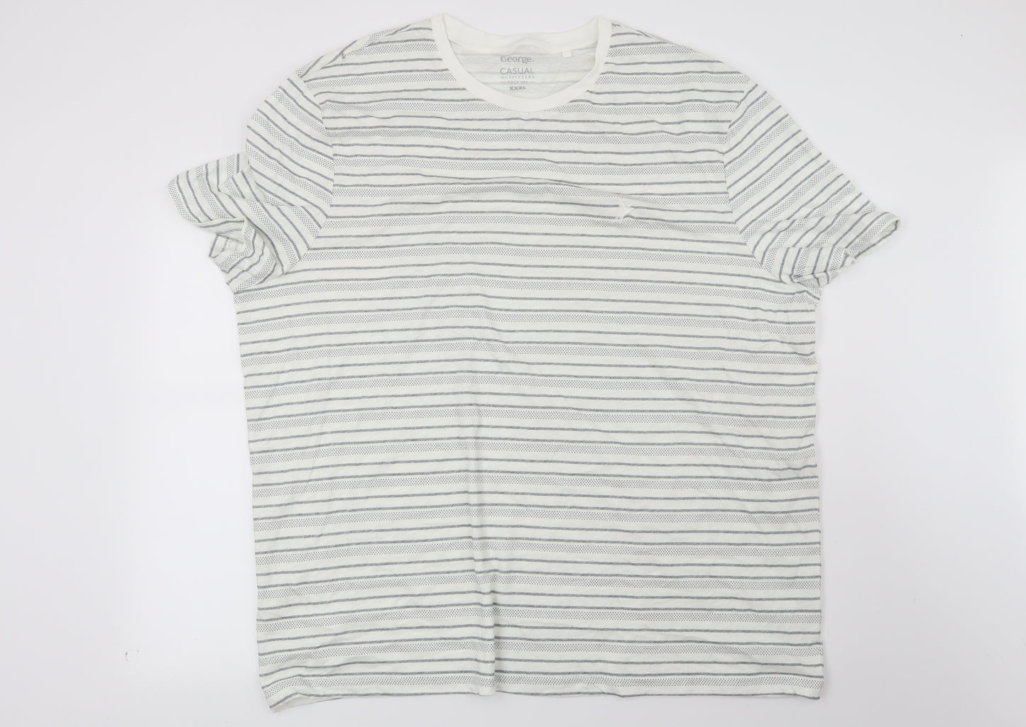 George Mens White Striped   T-Shirt Size 3XL
