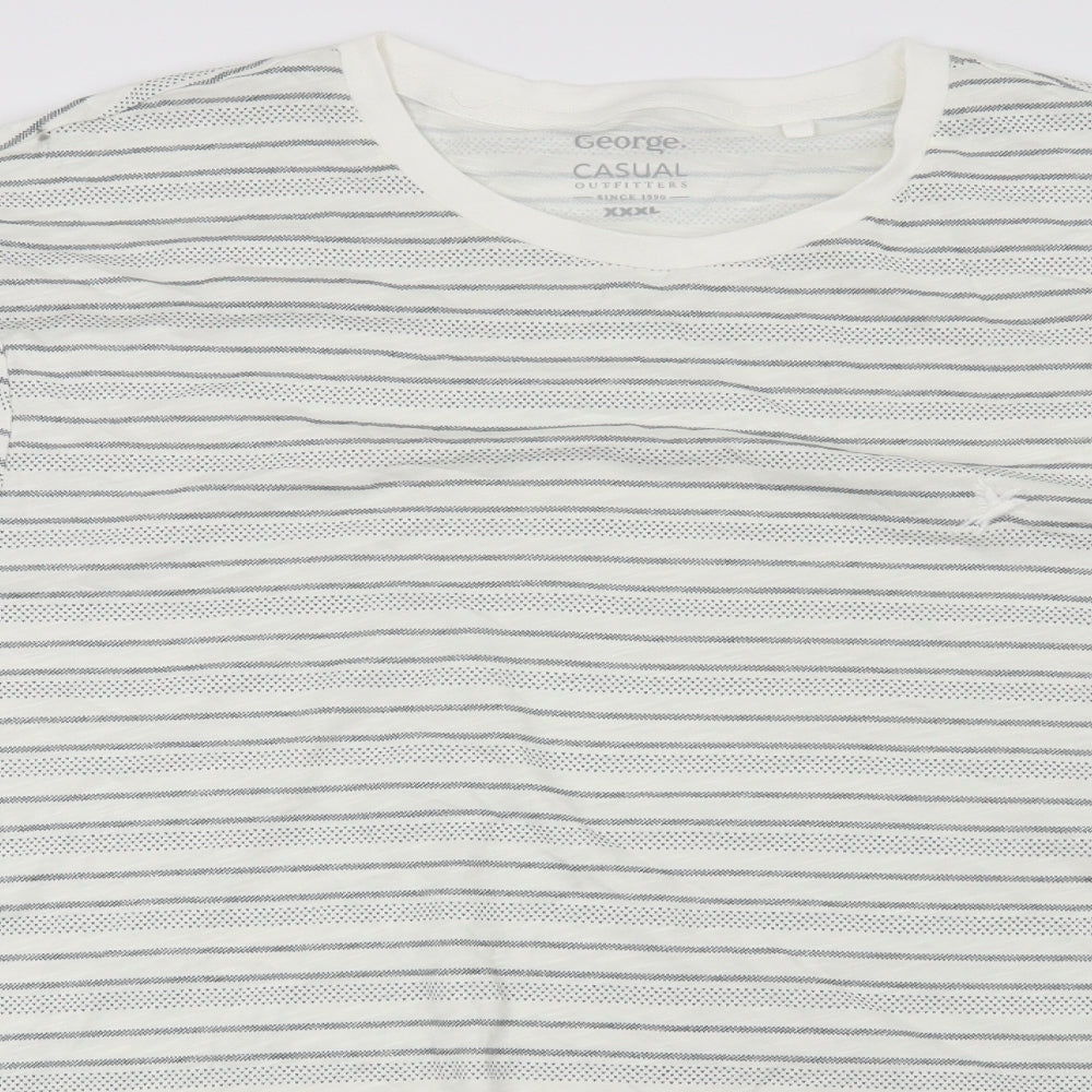 George Mens White Striped   T-Shirt Size 3XL