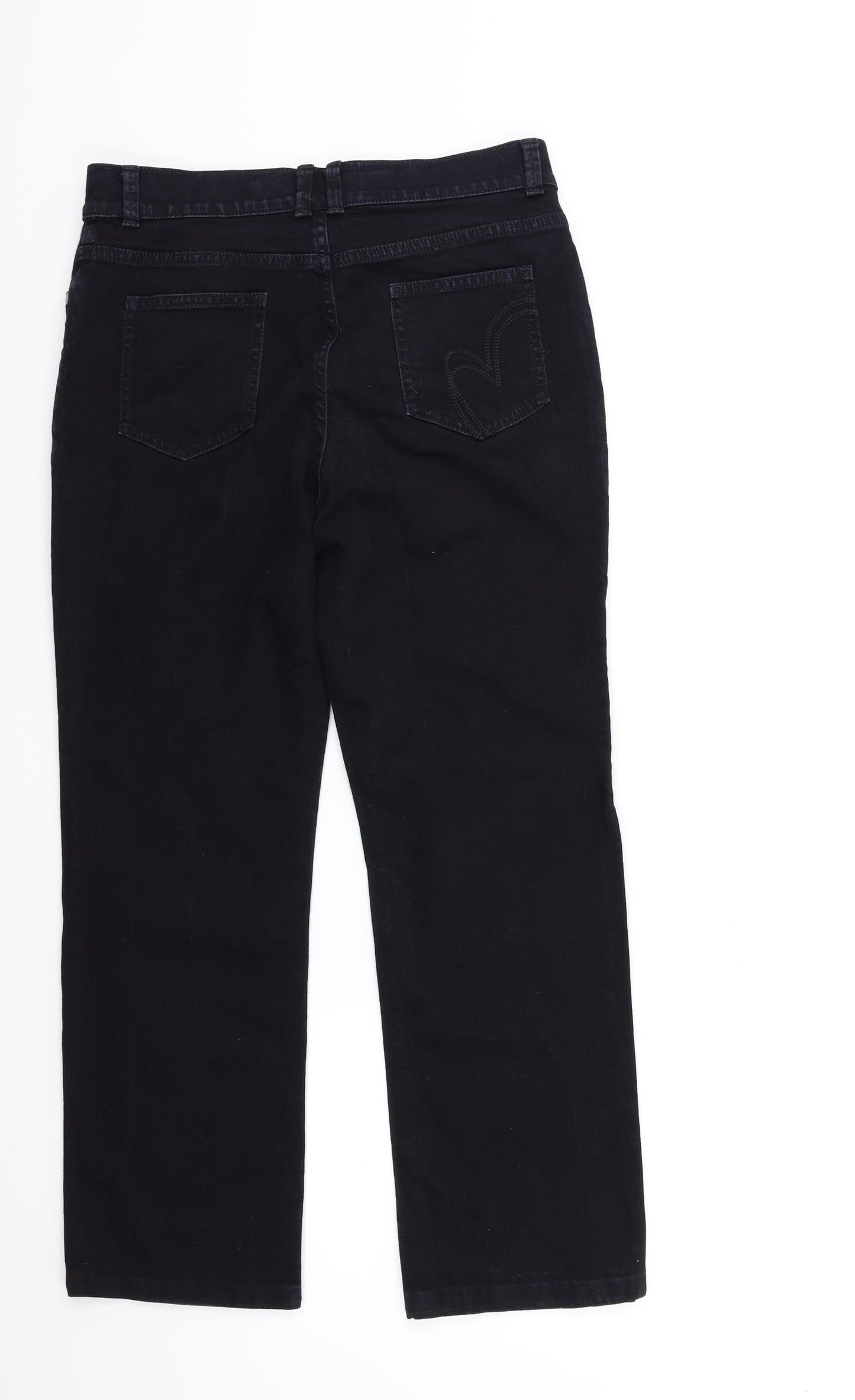 Per Una Womens Black  Denim Straight Jeans Size 10 L25 in