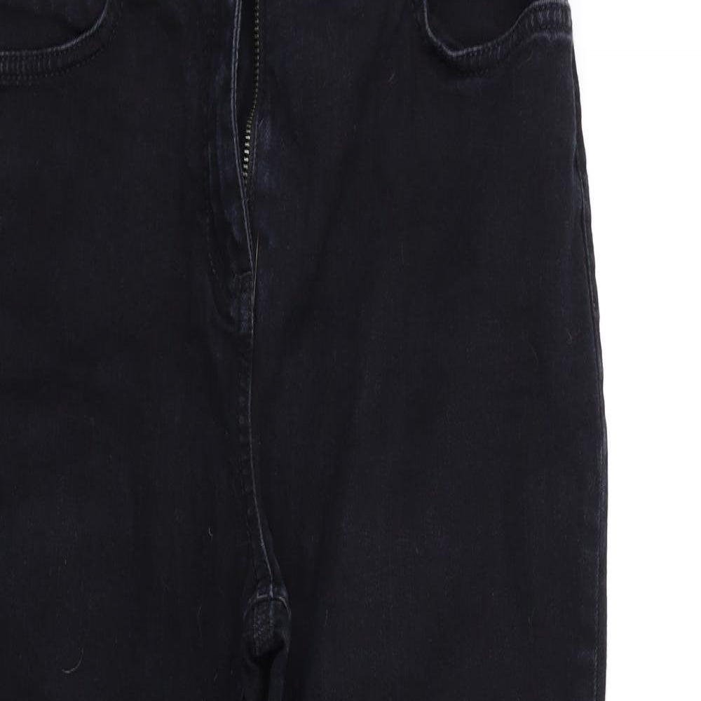 Per Una Womens Black  Denim Straight Jeans Size 10 L25 in
