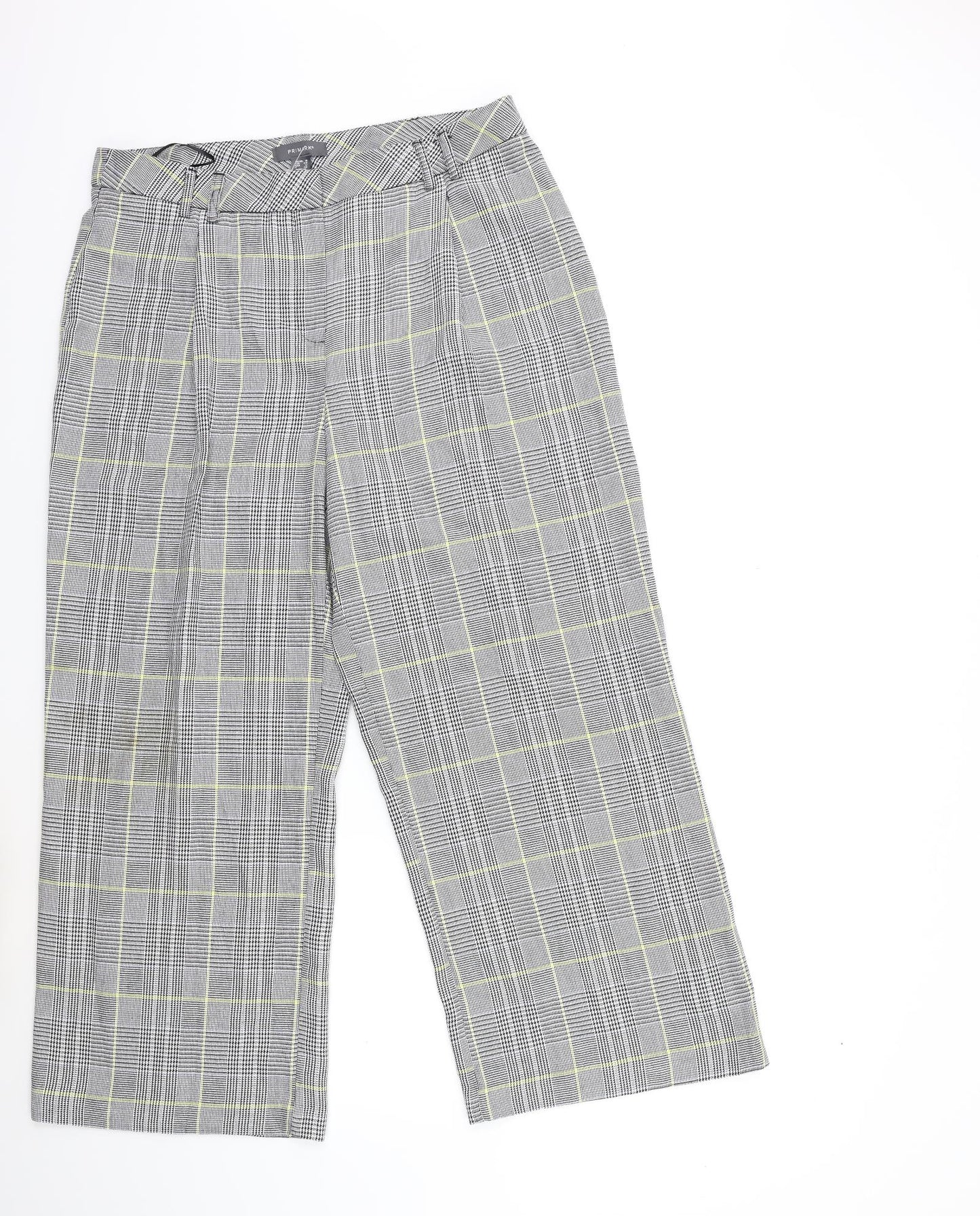 Primark Womens Grey Check  Trousers  Size 16 L27 in