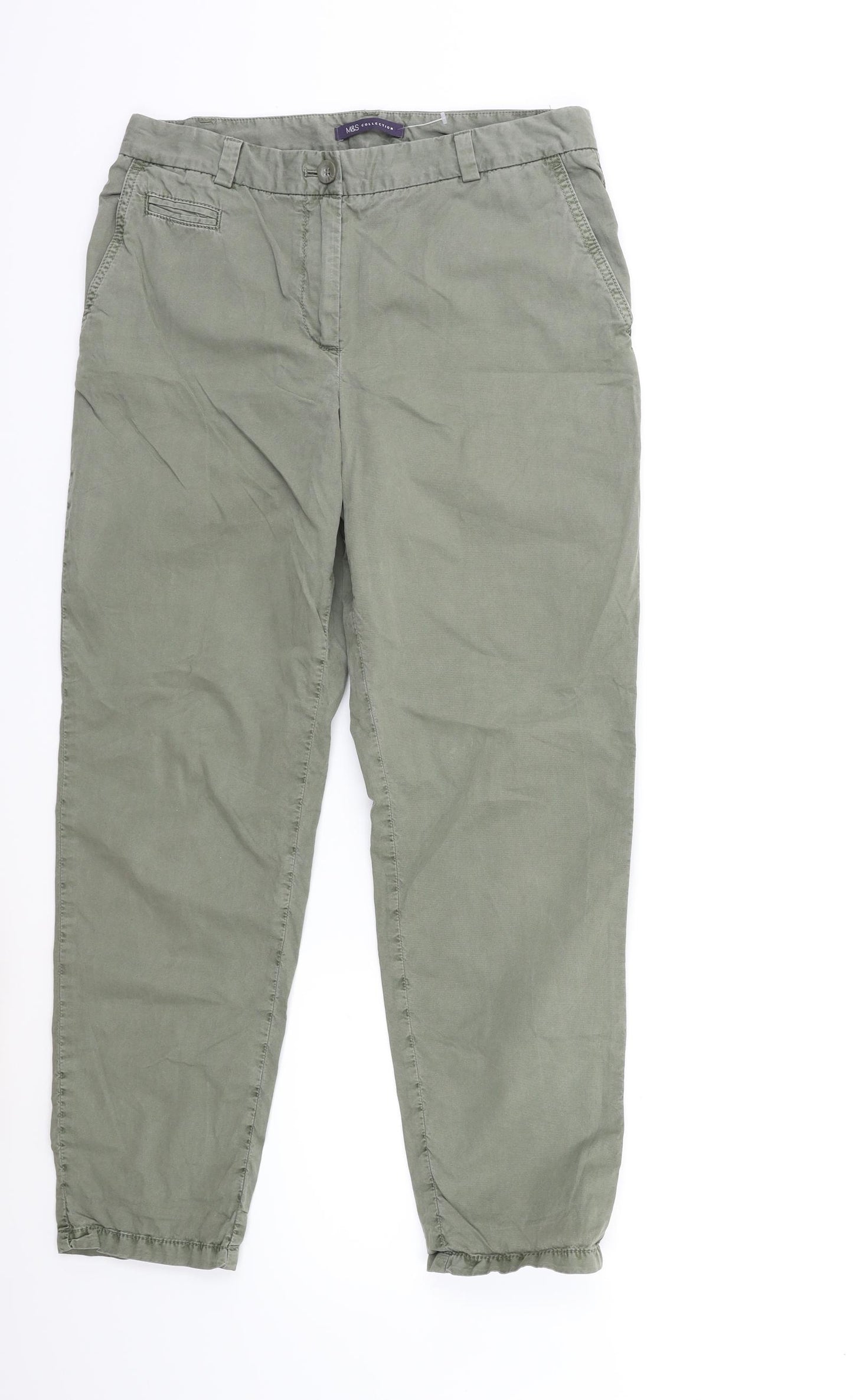 Marks and Spencer Womens Green   Cargo Trousers Size 10 L25 in