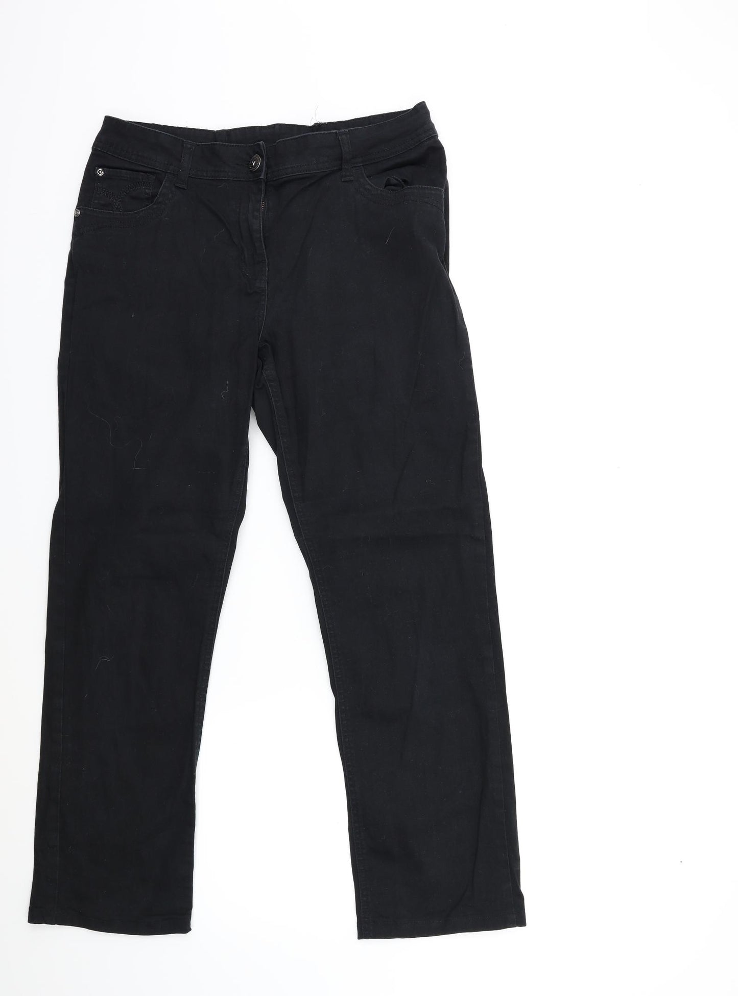 George Womens Black  Denim Straight Jeans Size 14 L27 in