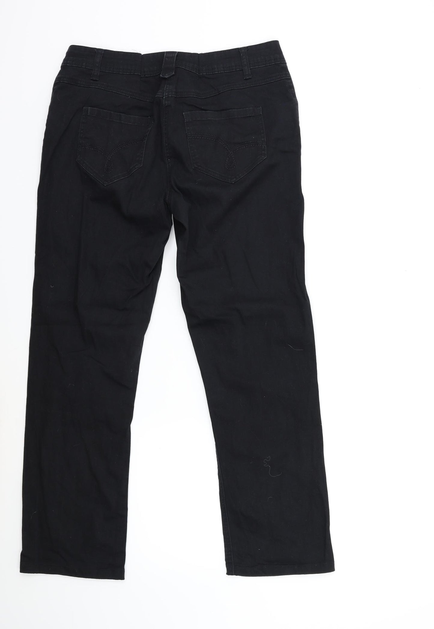 George Womens Black  Denim Straight Jeans Size 14 L27 in