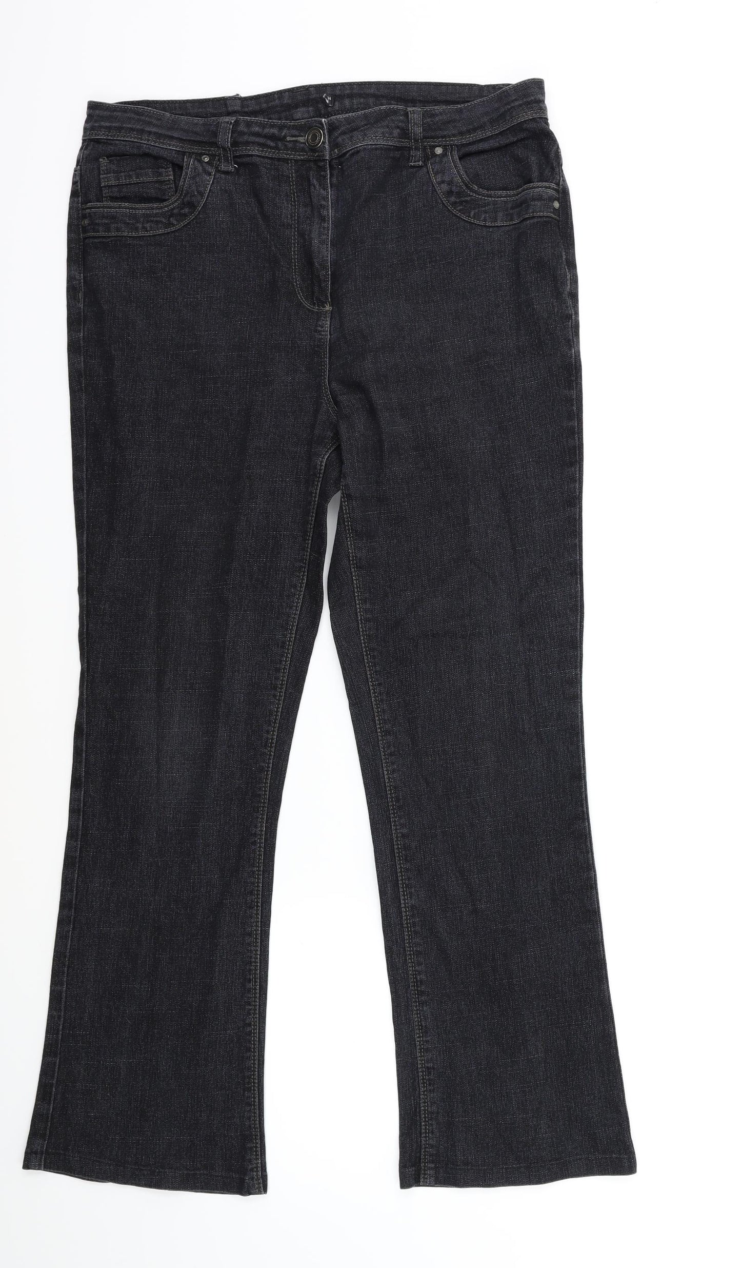 Preworn Womens Black  Denim Flared Jeans Size 14 L27 in
