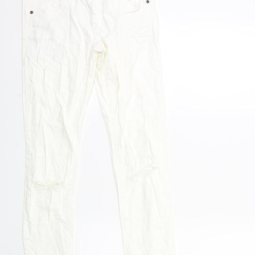 Tumble 'N Dry Womens White  Denim Skinny Jeans Size 14 L30 in