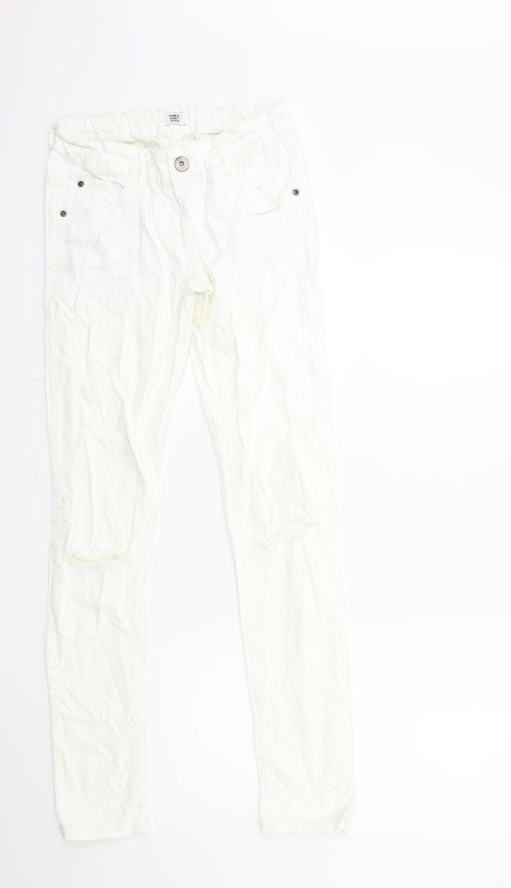 Tumble 'N Dry Womens White  Denim Skinny Jeans Size 14 L30 in