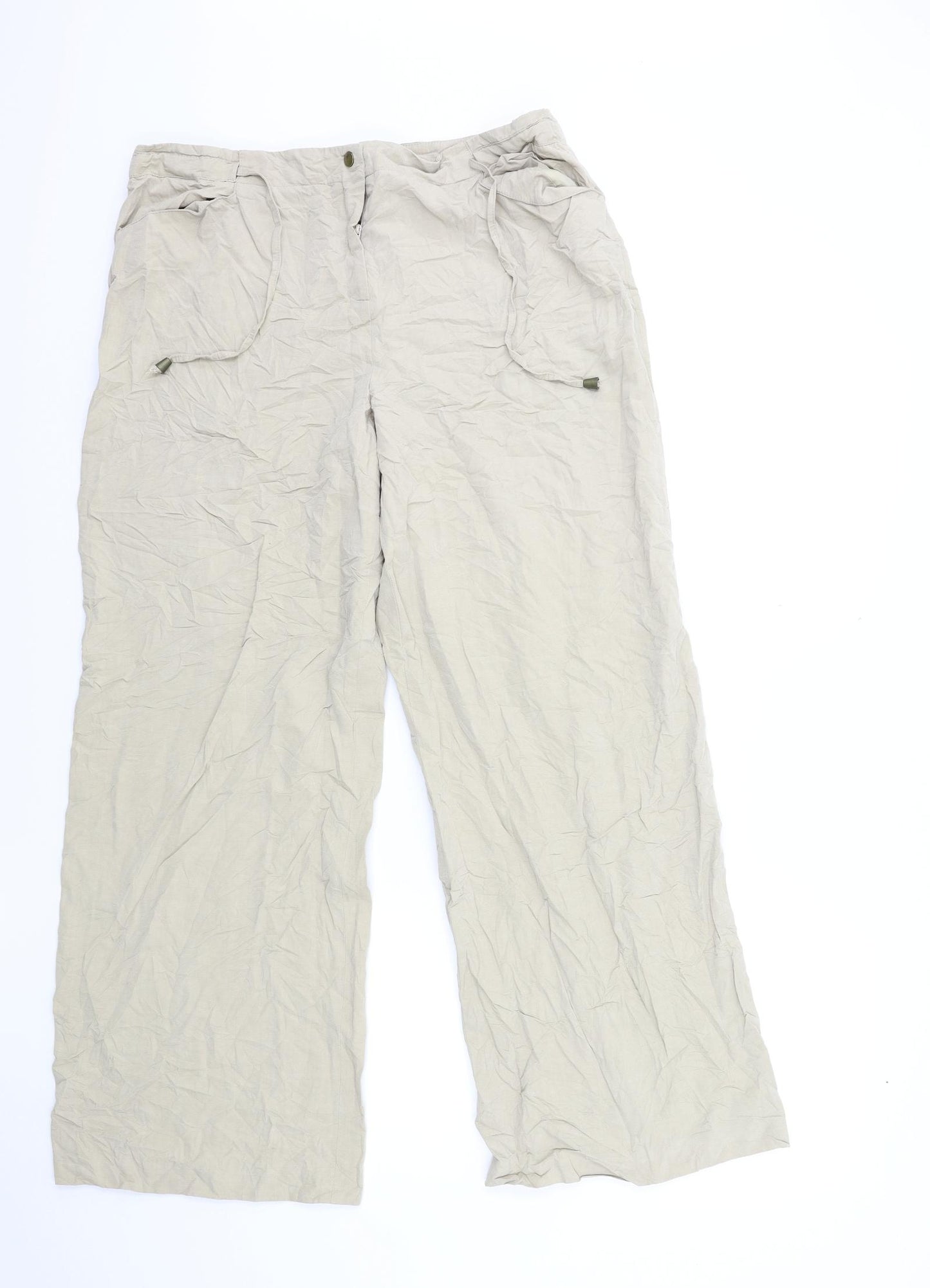M&Co Womens Beige   Trousers  Size 16 L30 in