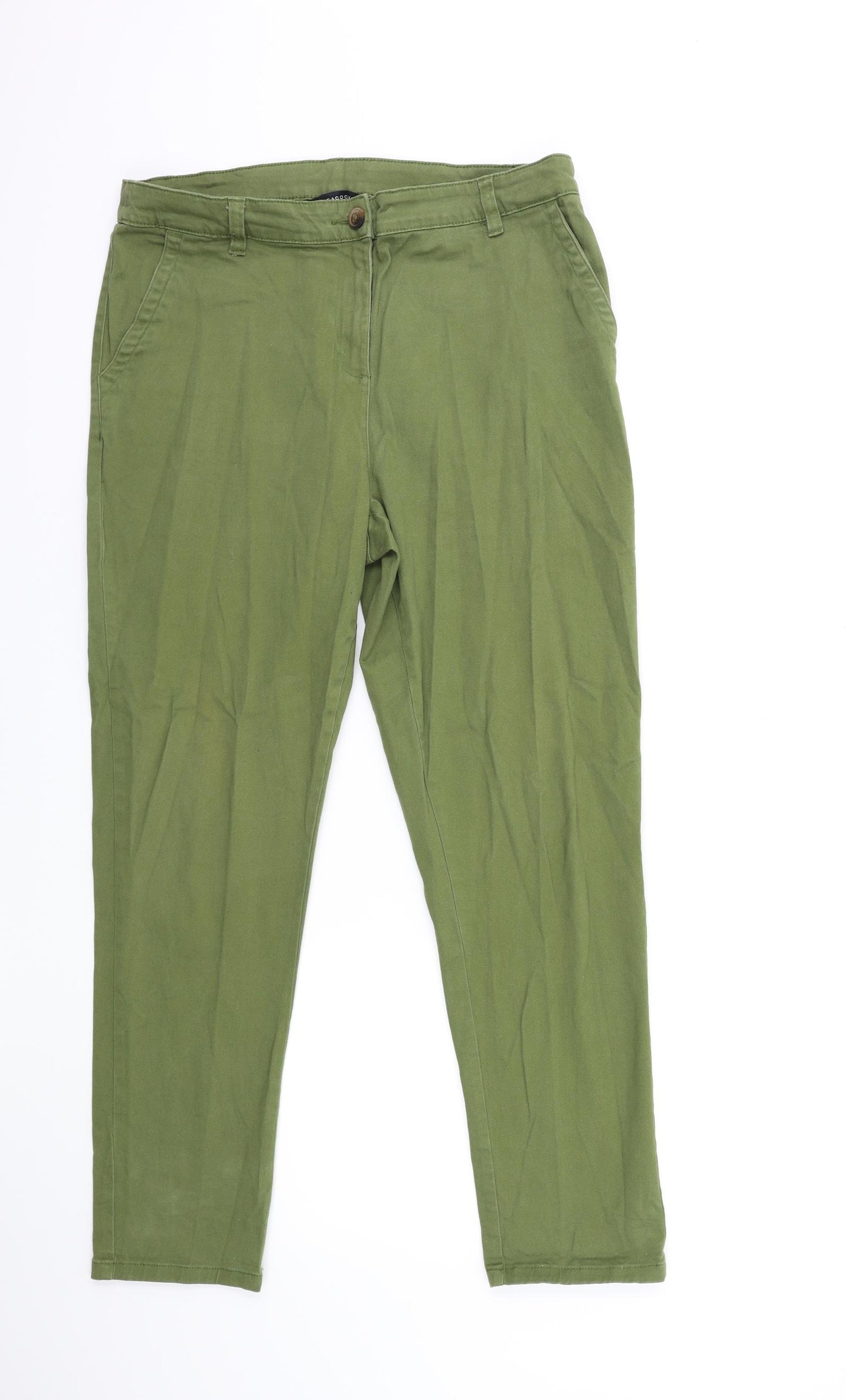 Peacocks Womens Green   Chino Trousers Size 12 L27 in