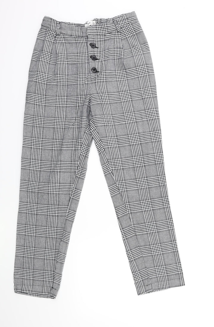 Mango Womens Grey Check Trousers Size S L26 in