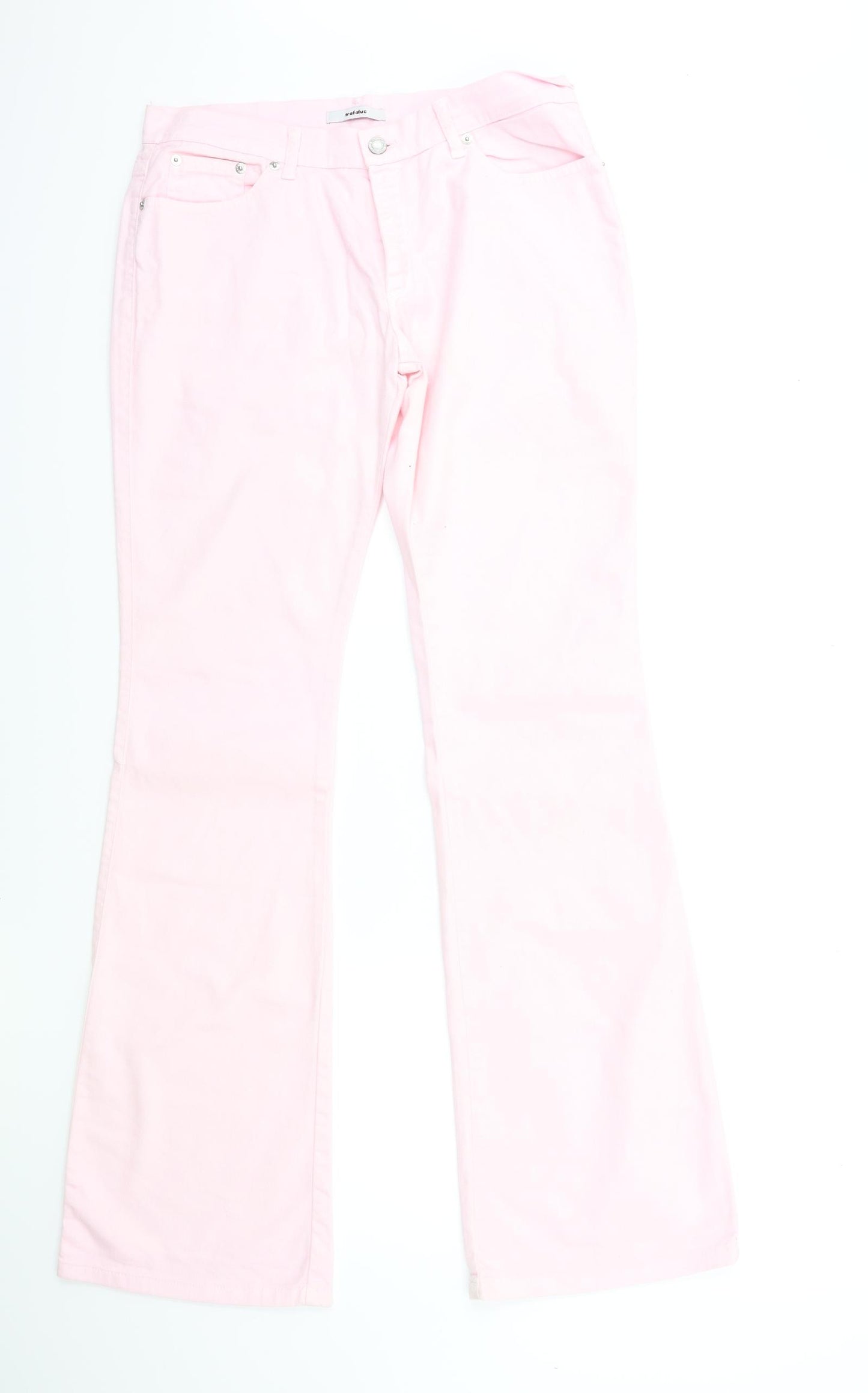 TRAFALUC Womens Pink  Denim Flared Jeans Size 14 L32 in