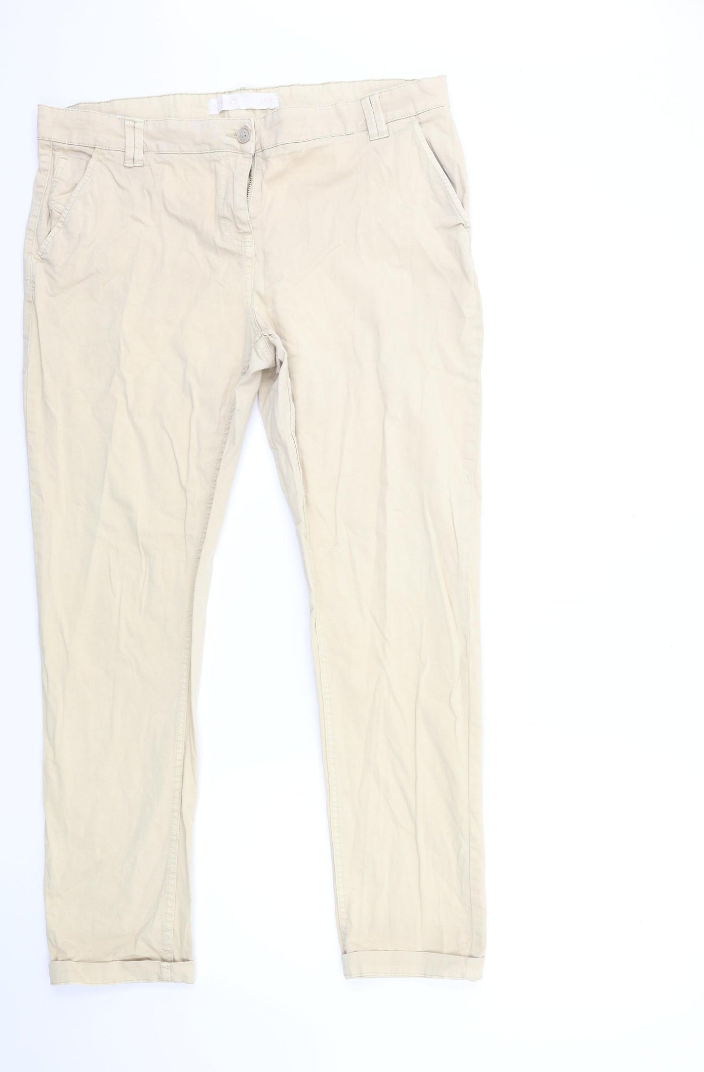 NEXT Womens Beige   Chino Trousers Size 16 L29 in