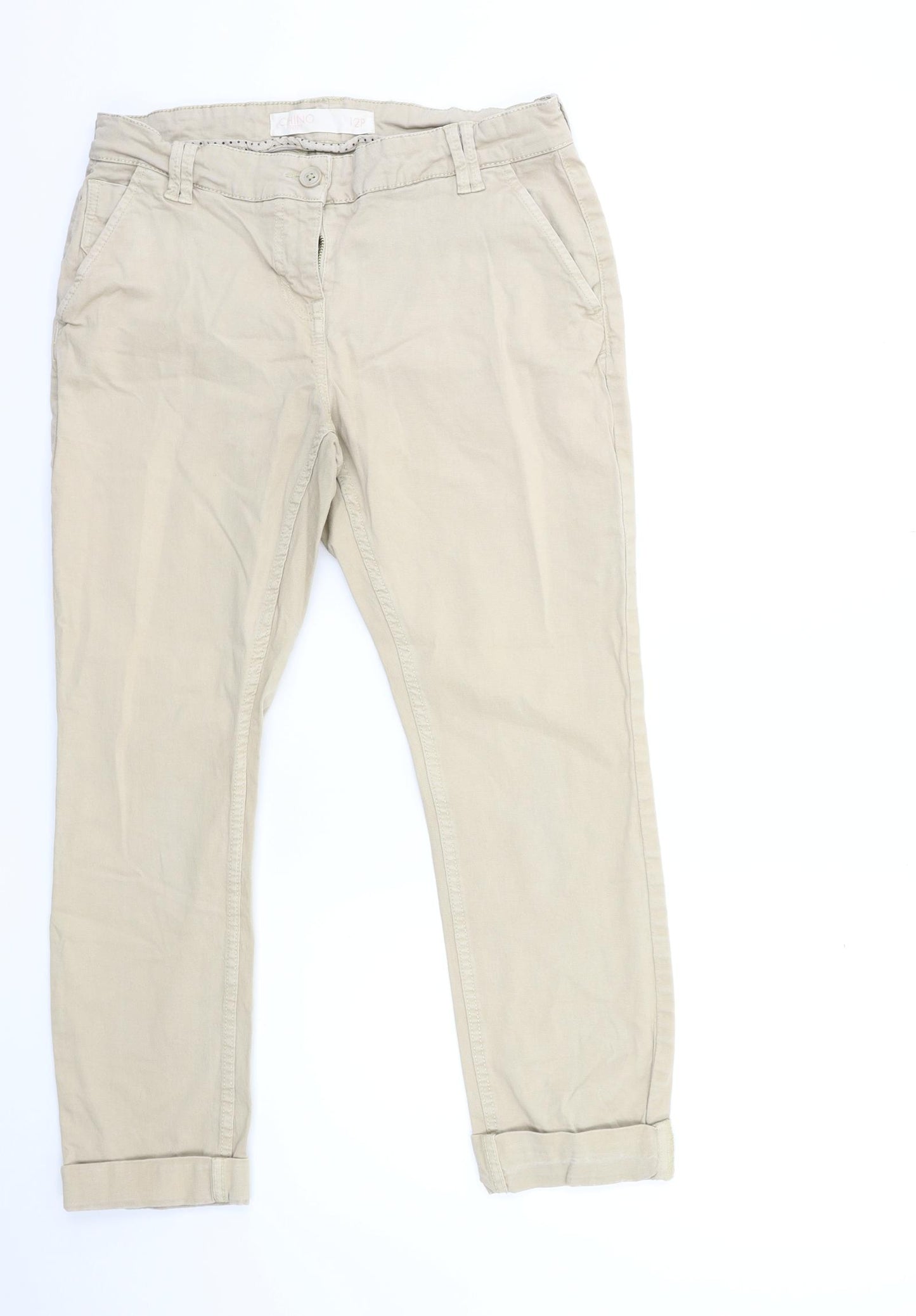 NEXT Womens Beige   Chino Trousers Size 12 L25 in