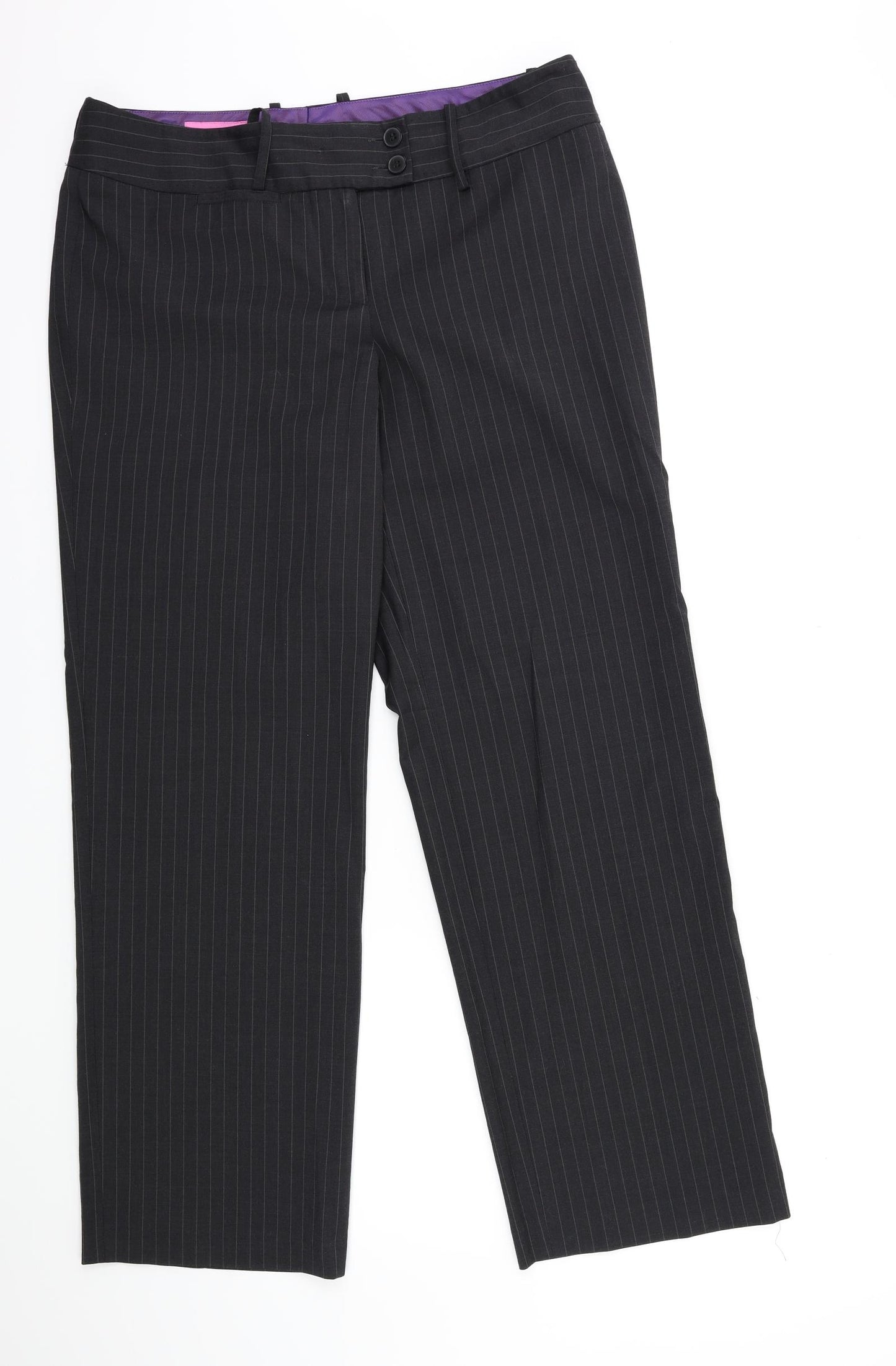 Brooke Taverner Womens Grey Striped  Trousers  Size 34 in L30 in