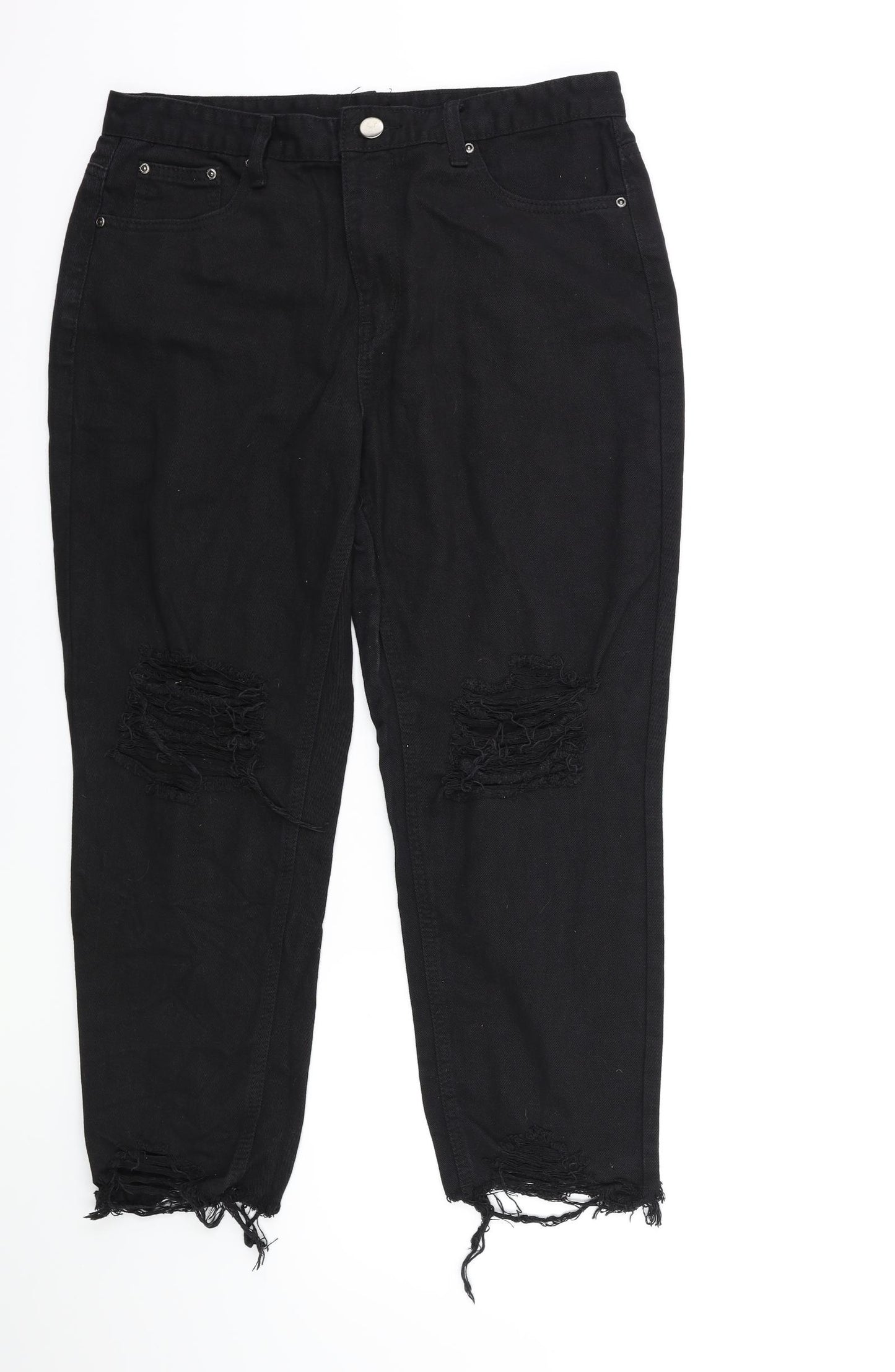 Boohoo Womens Black  Denim Mom Jeans Size 14 L25 in