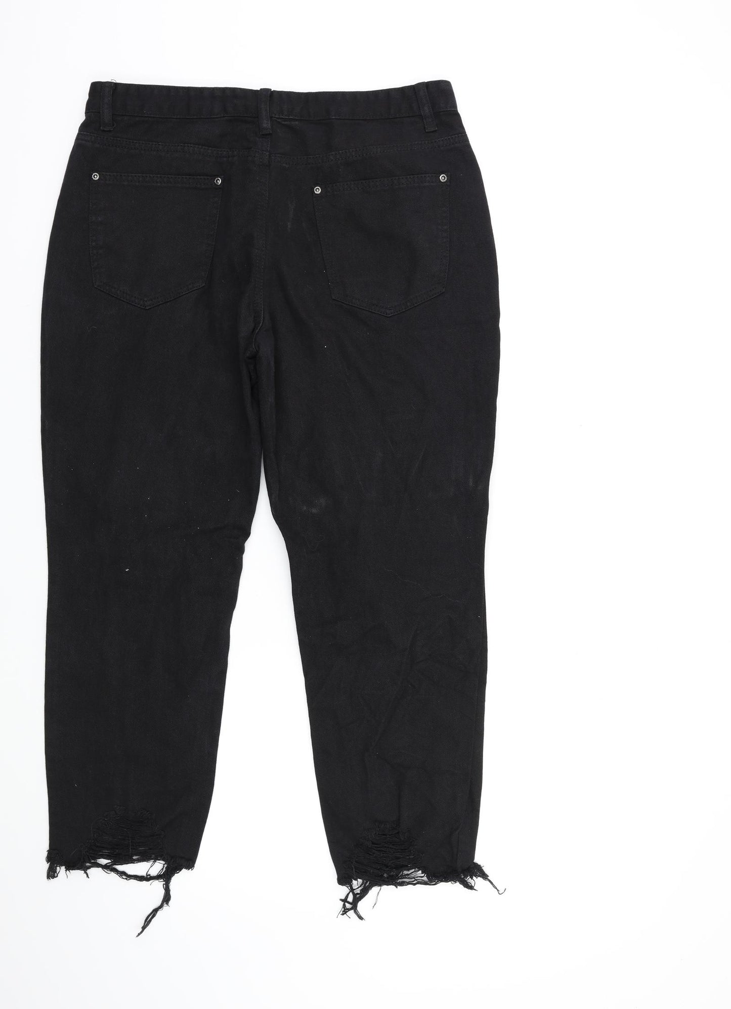 Boohoo Womens Black  Denim Mom Jeans Size 14 L25 in