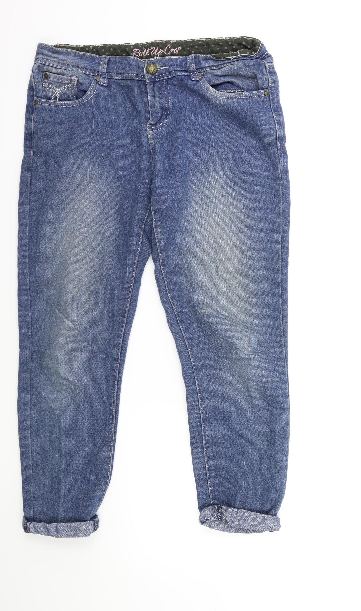 Denim & Co. Womens Blue  Denim Mom Jeans Size 12 L24 in