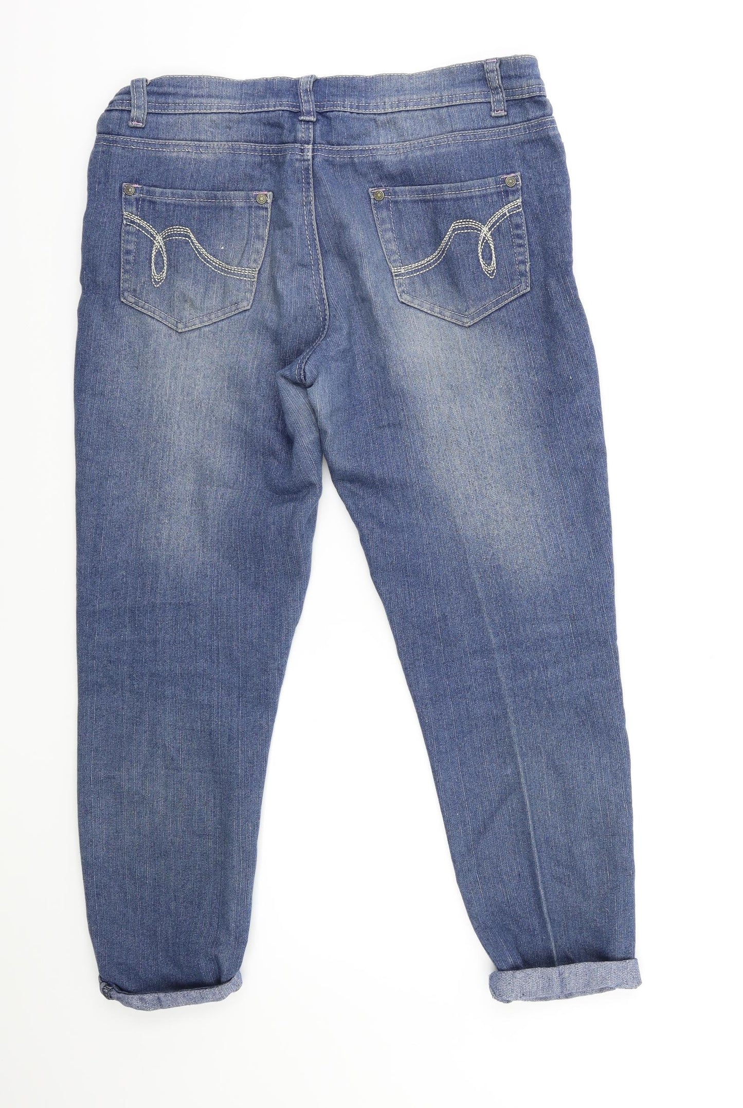 Denim & Co. Womens Blue  Denim Mom Jeans Size 12 L24 in