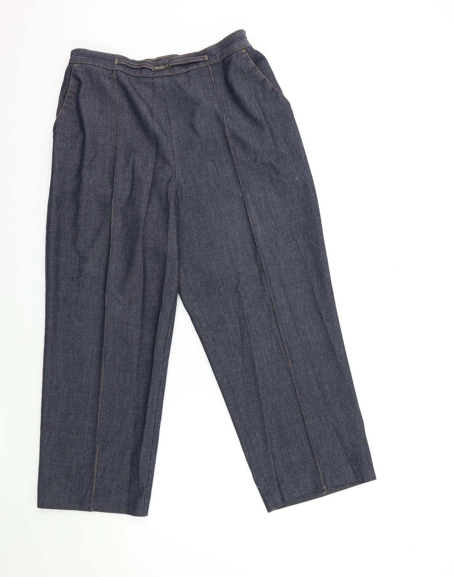 Marks and Spencer Womens Blue   Cropped Trousers Size 14 L29 in