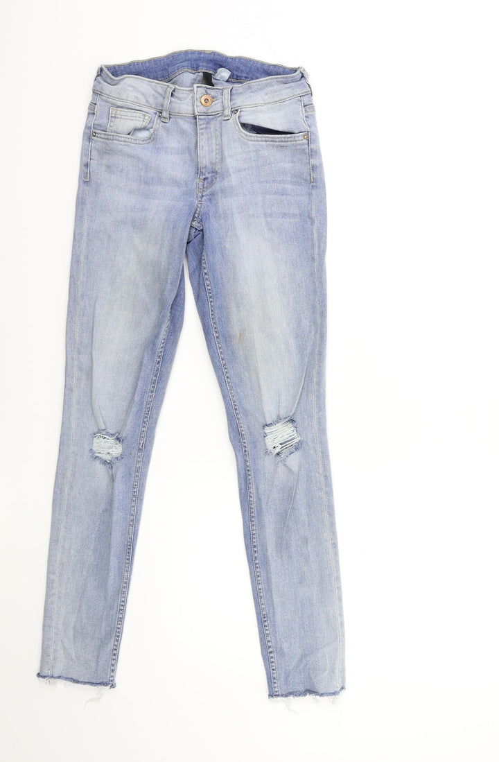 H&M Womens Blue  Denim Skinny Jeans Size 10 L28 in