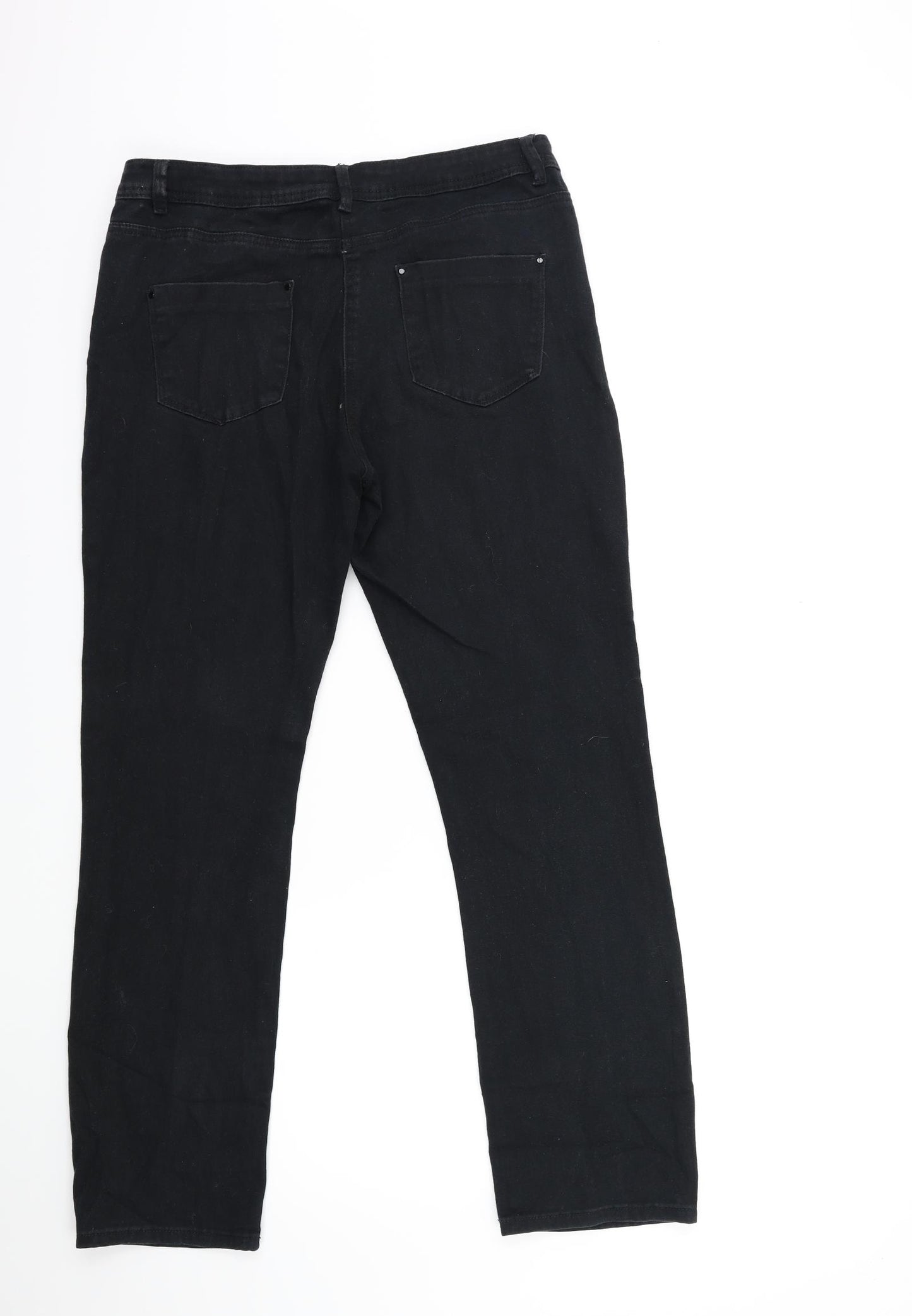 M&Co Womens Black  Denim Straight Jeans Size 12 L27 in