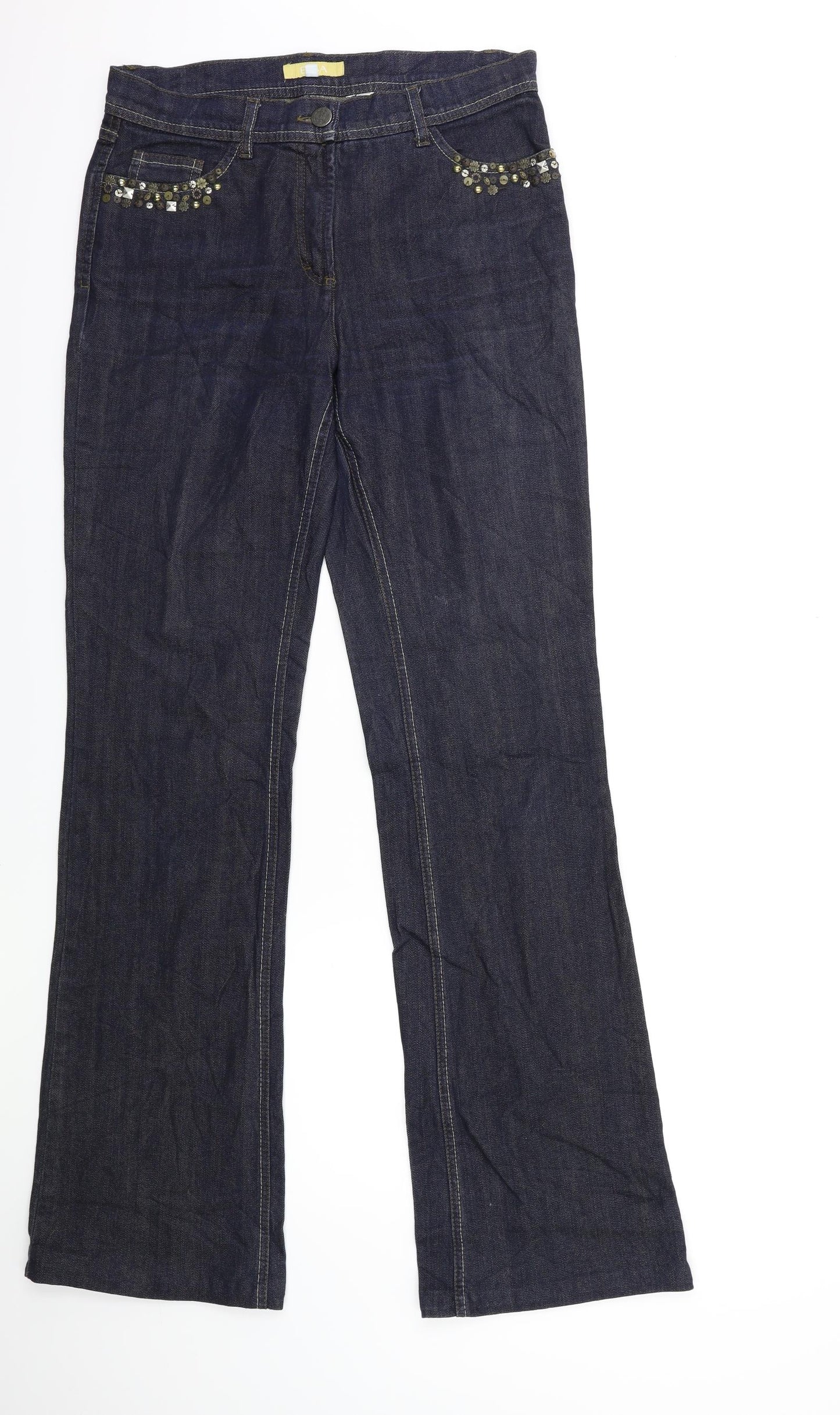BiBA Womens Blue  Denim Flared Jeans Size 12 L32 in