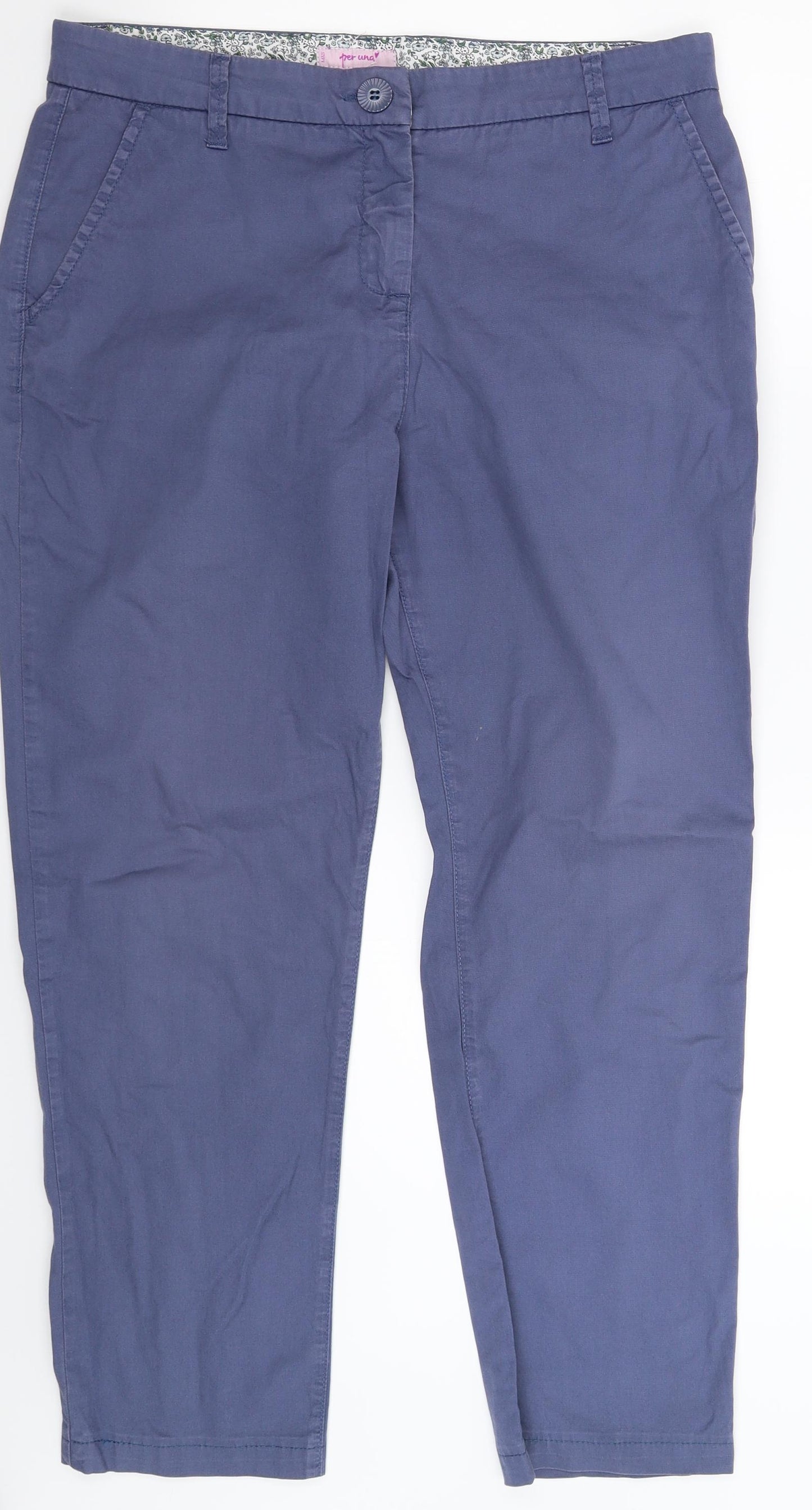 Per Una Womens Blue   Chino Trousers Size 14 L28 in