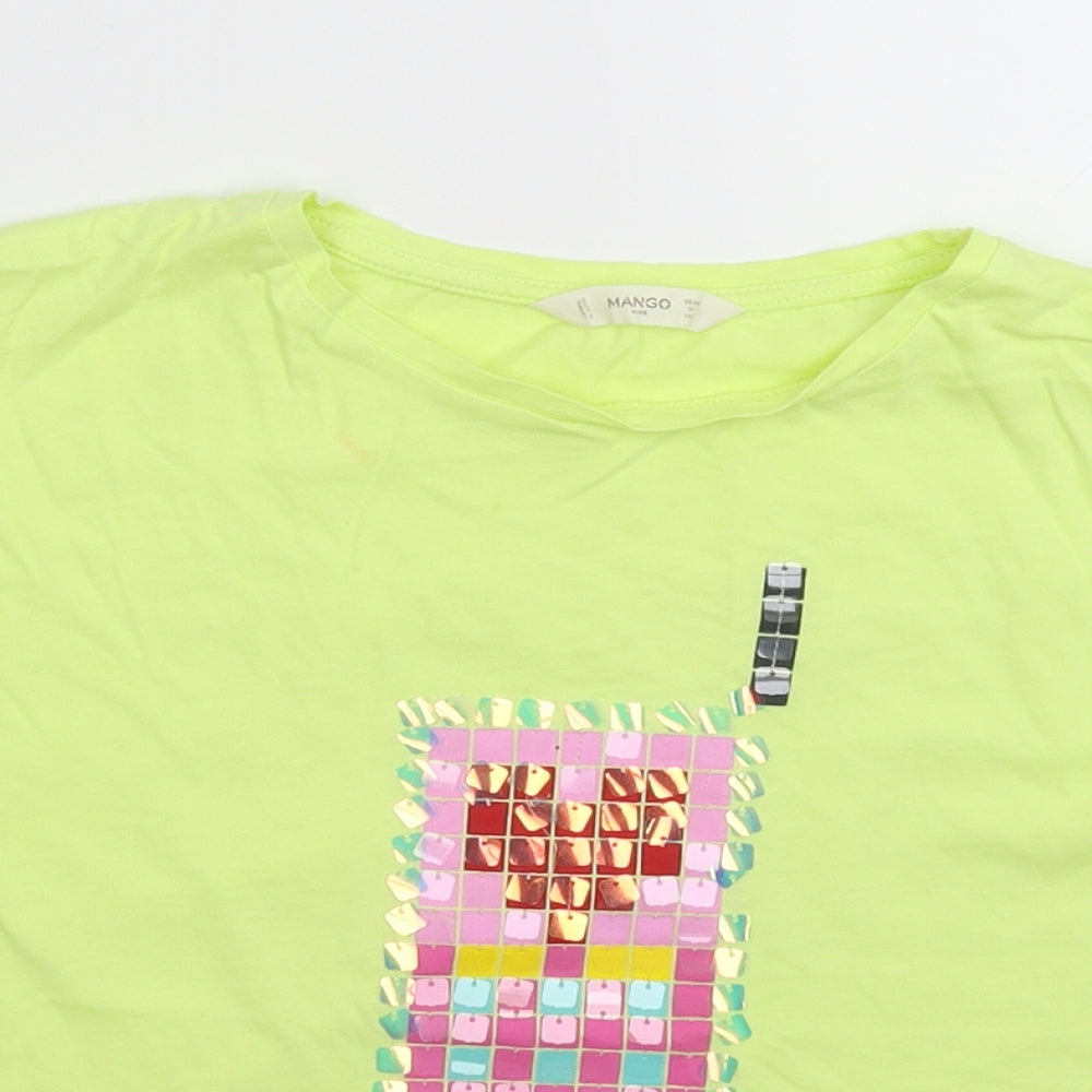 Mango Girls Green   Basic T-Shirt Size 9-10 Years