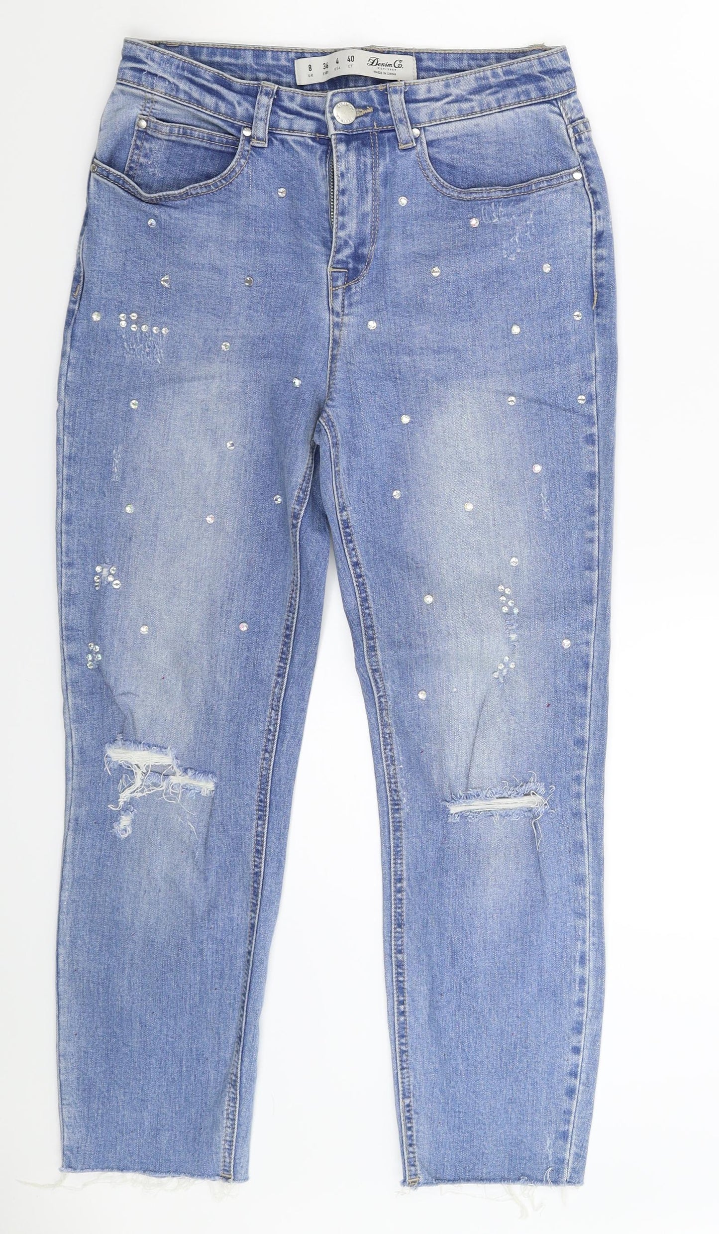 Denim Co Womens Blue  Denim Cropped Jeans Size 10 L25 in
