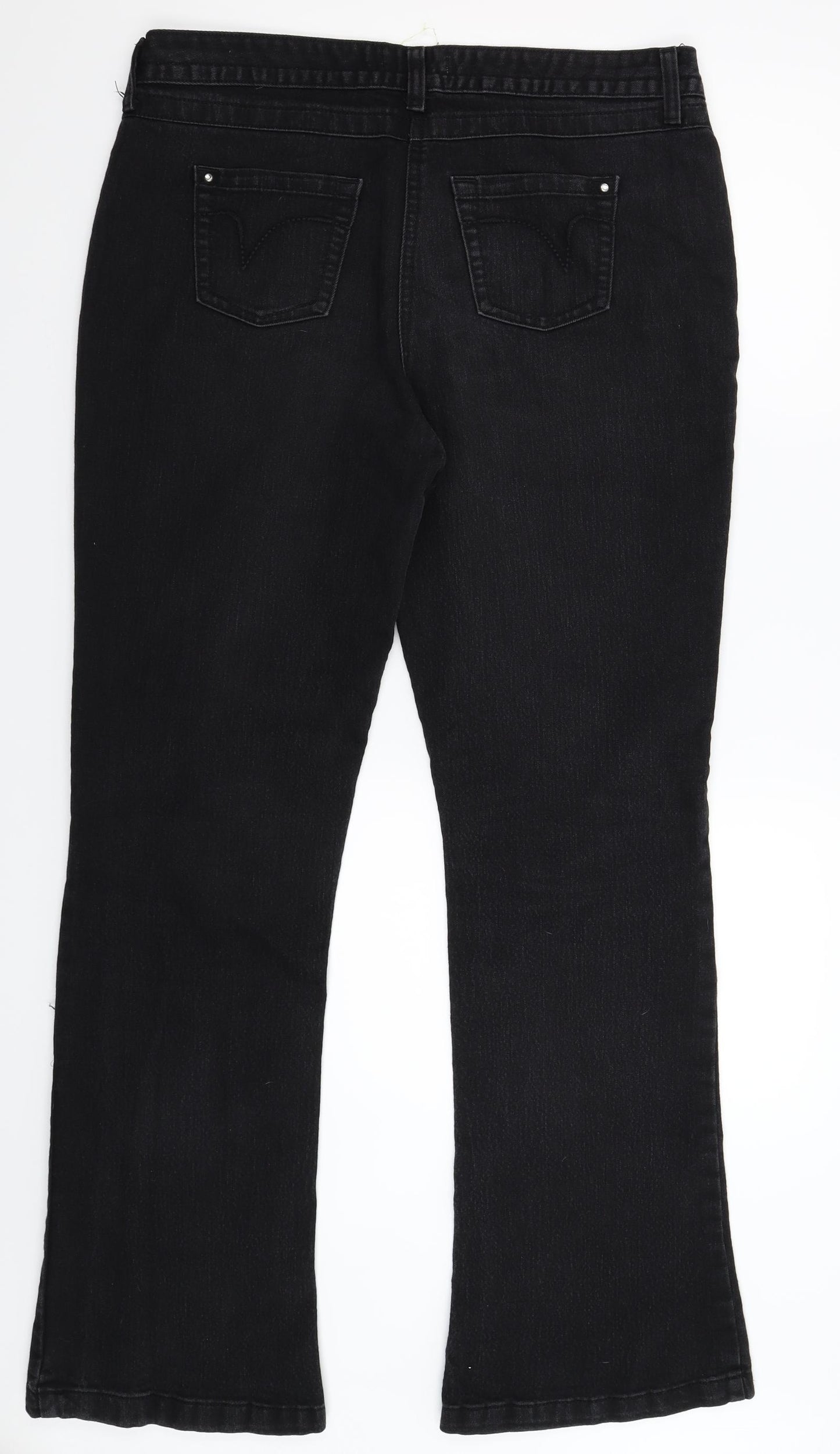 George Womens Black  Denim Bootcut Jeans Size 16 L33 in