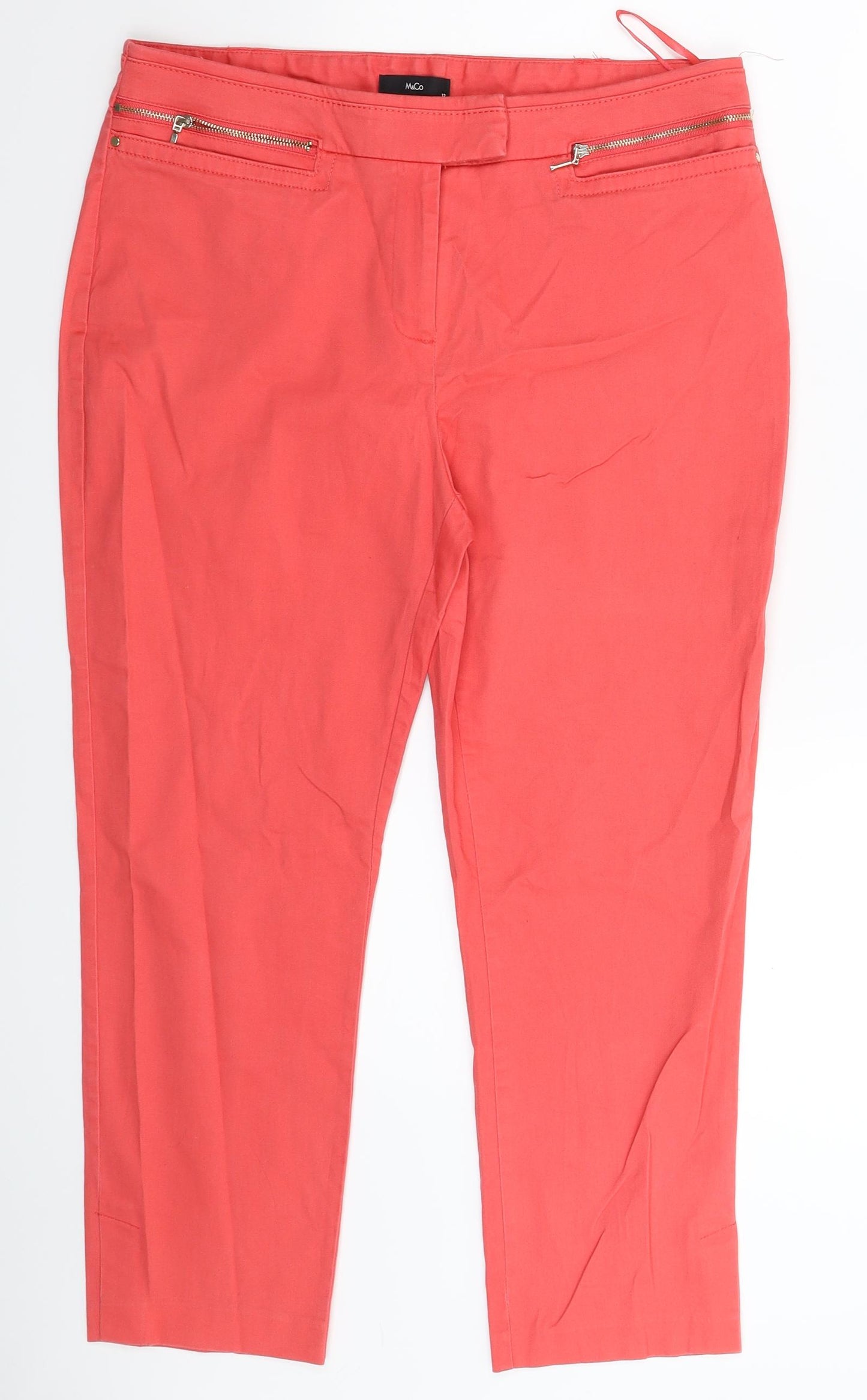 M&Co Womens Pink   Cropped Trousers Size 12 L23 in