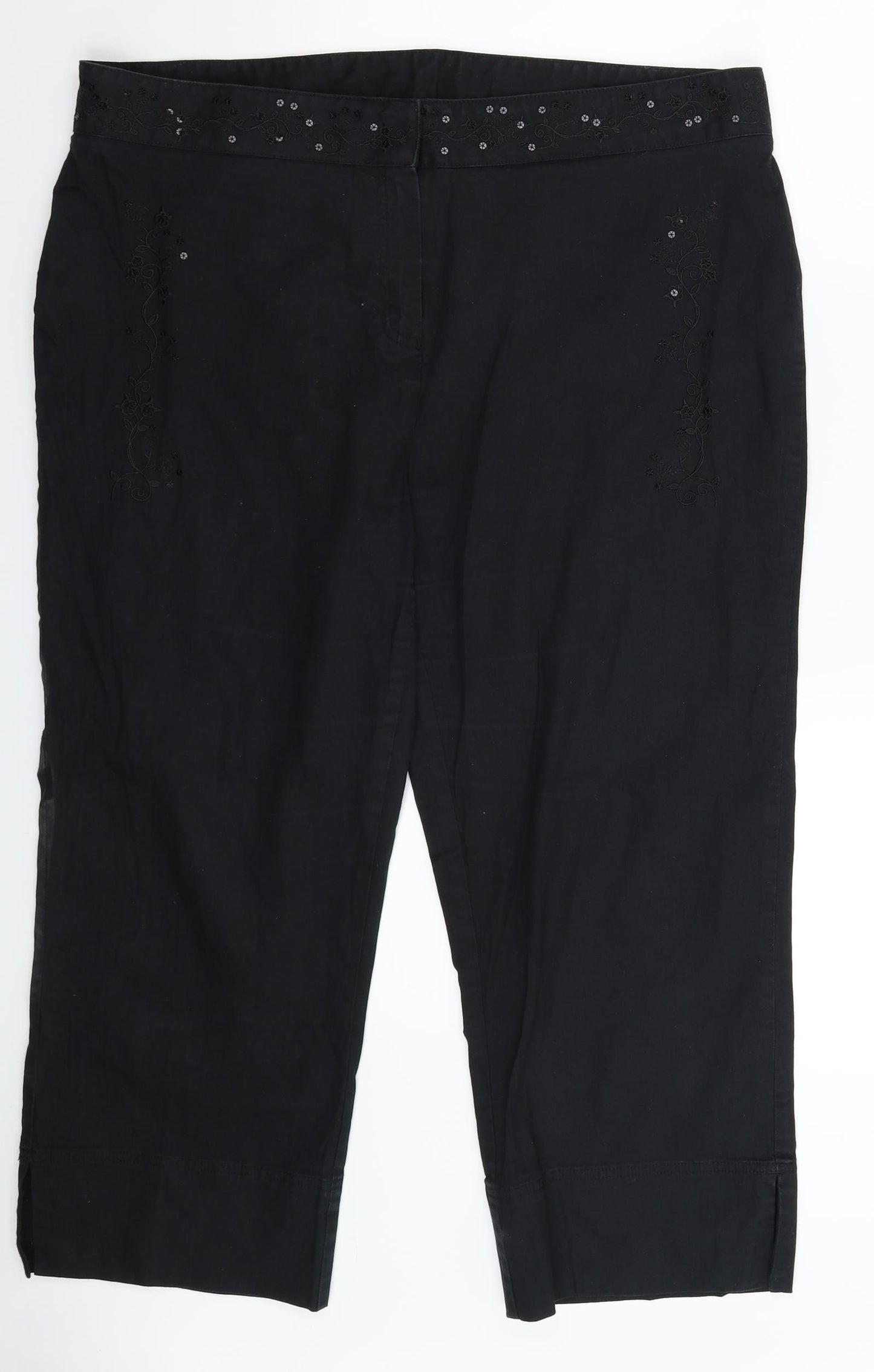 Marks and Spencer Womens Black   Cropped Trousers Size 20 L24 in
