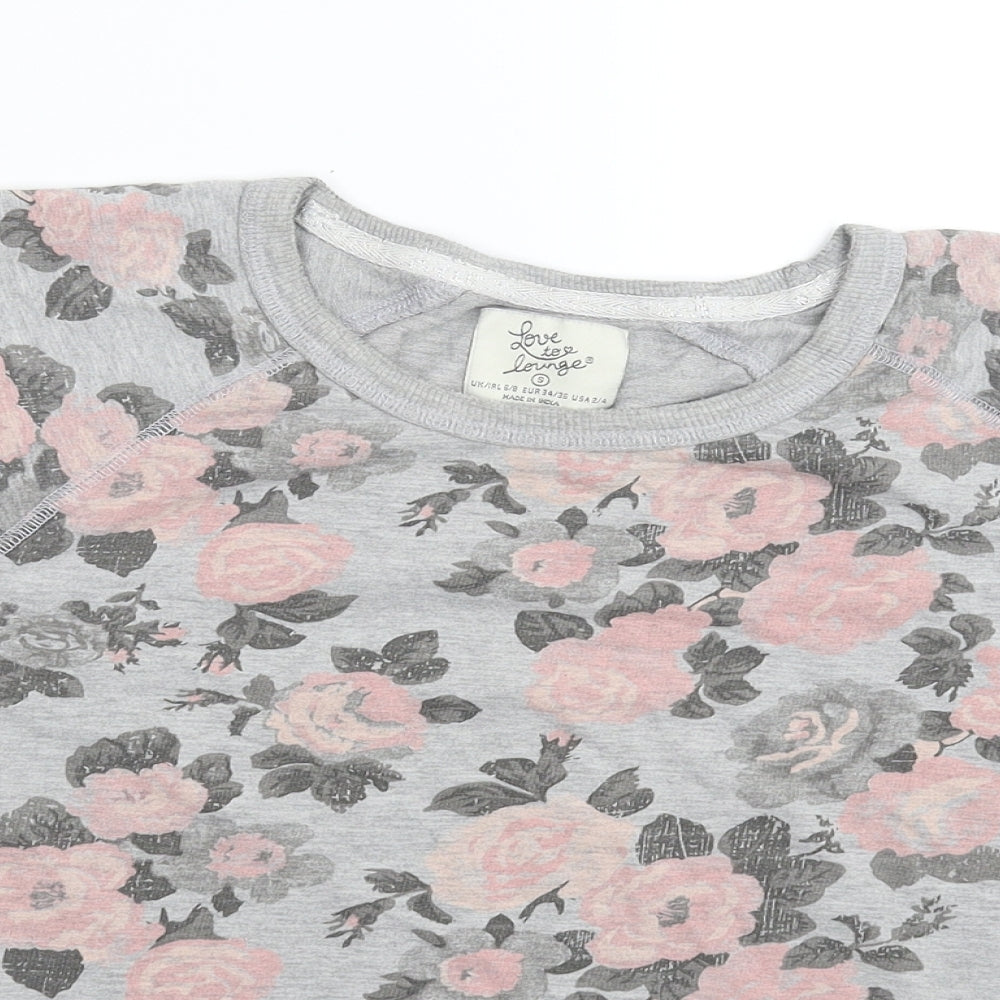 Primark Womens Grey Floral  Basic T-Shirt Size 8