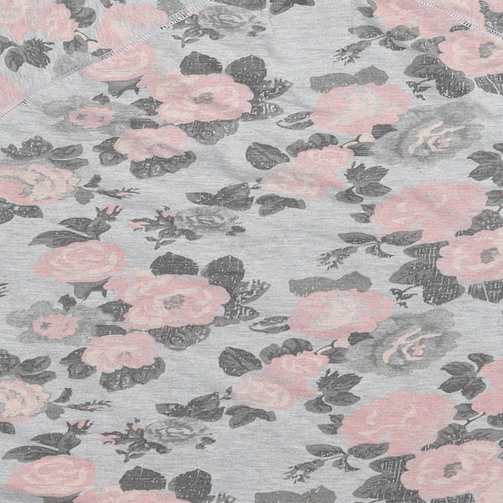 Primark Womens Grey Floral  Basic T-Shirt Size 8