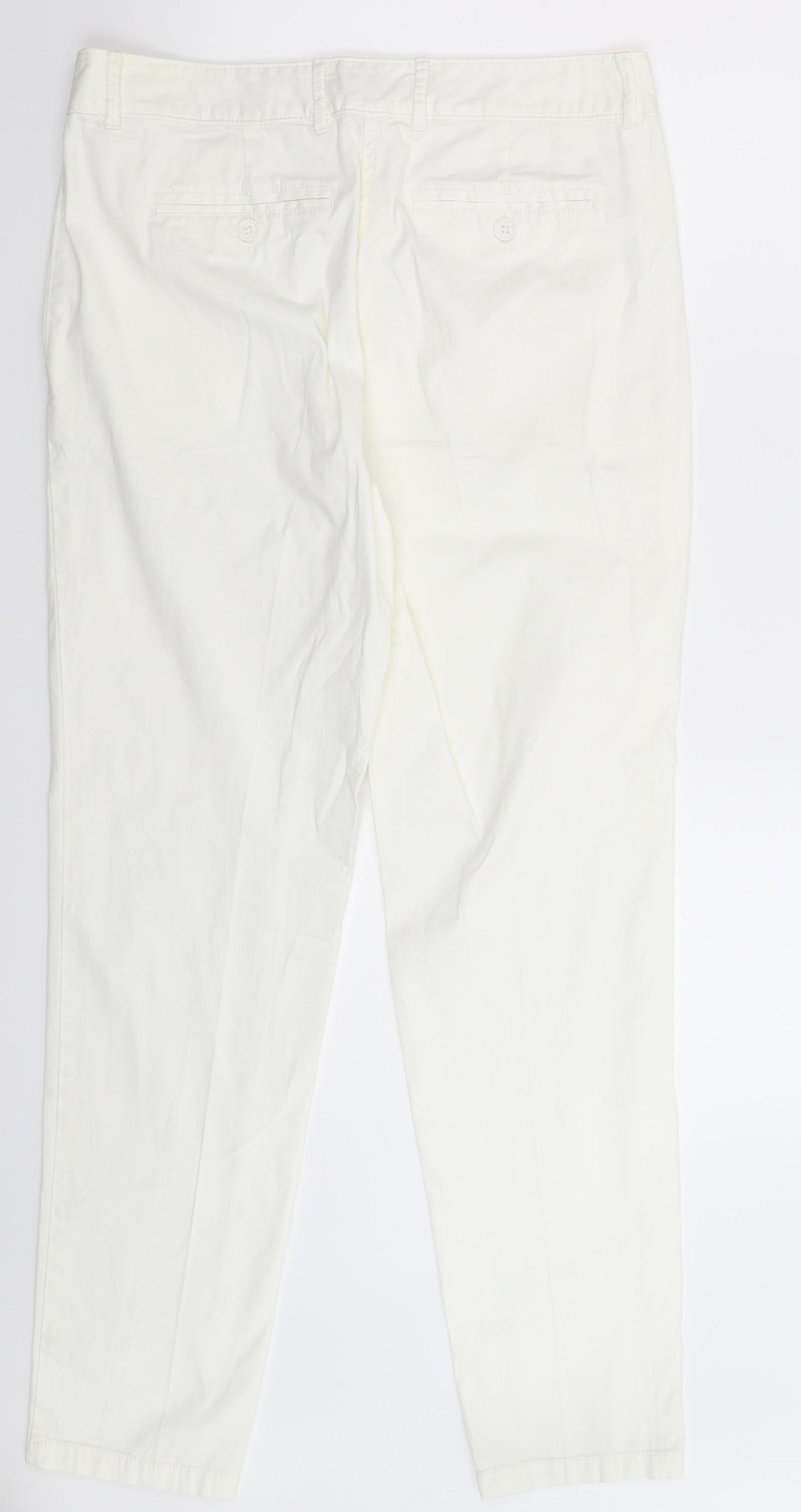 Marks and Spencer Womens White   Chino Trousers Size 10 L29 in