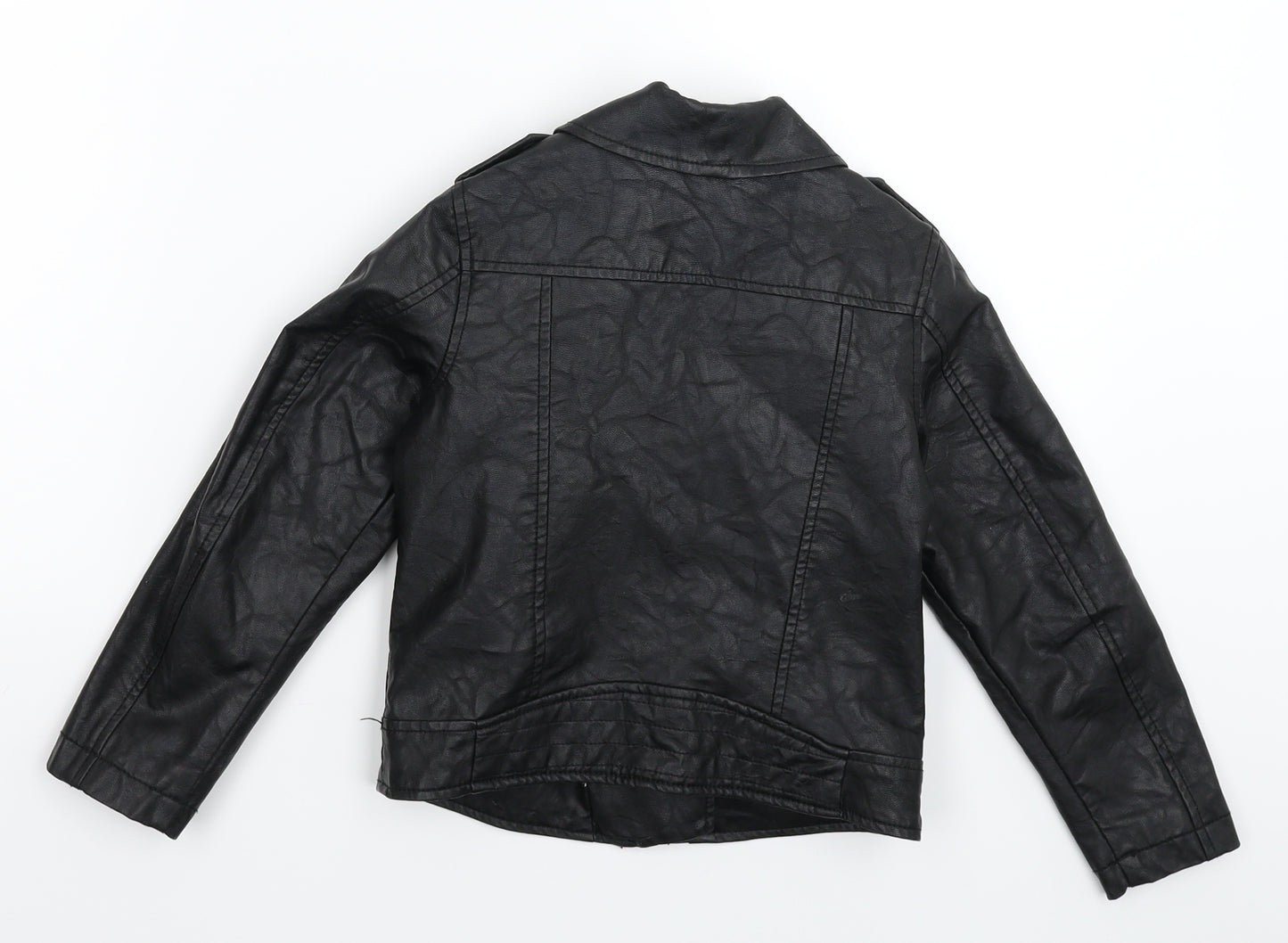 H&M Girls Black   Jacket  Size 5-6 Years  - Faux Leather