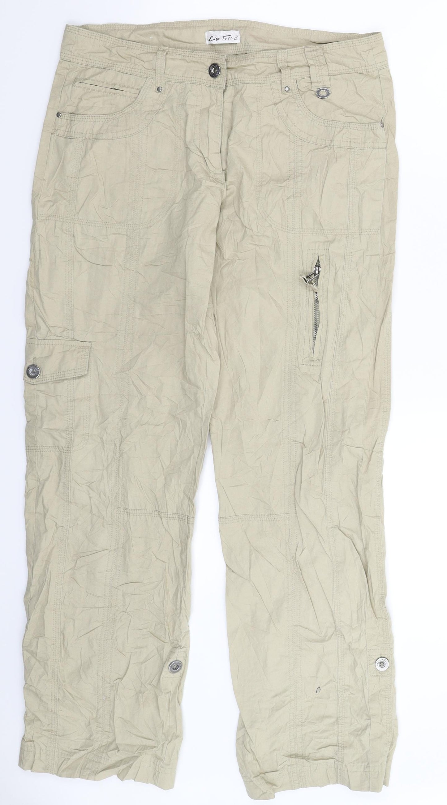 Lisa Tossa Womens Beige   Cargo Trousers Size 30 in L28 in