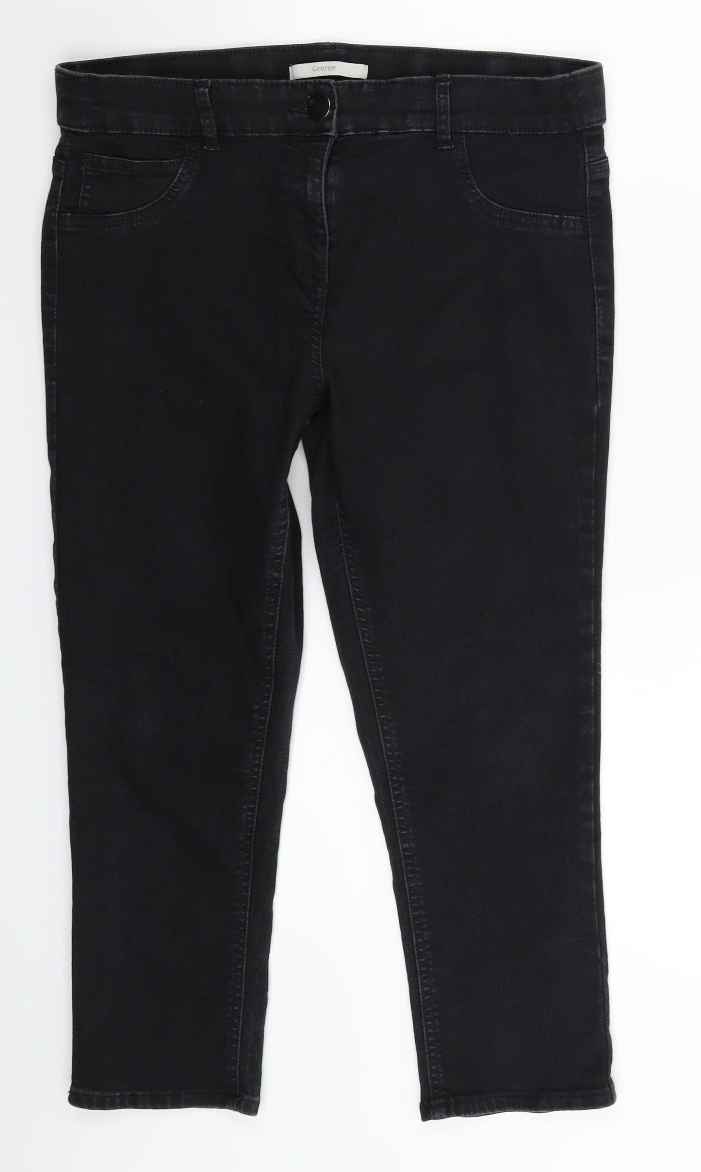 George Womens Black  Denim Cropped Jeans Size 16 L23 in