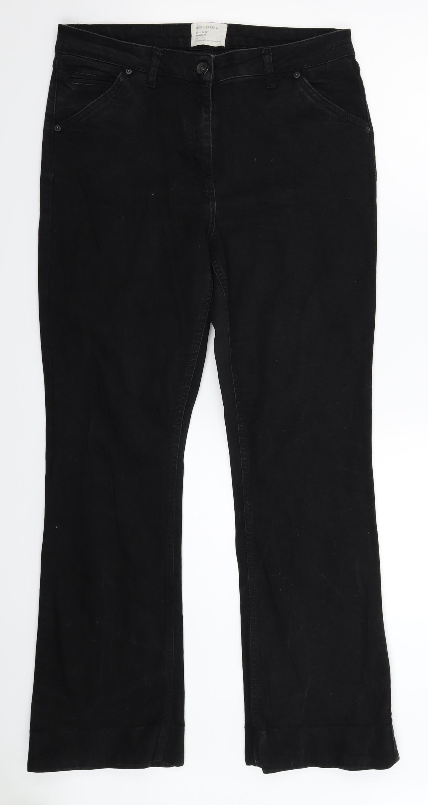 Red Herring Womens Black  Denim Bootcut Jeans Size 14 L29 in