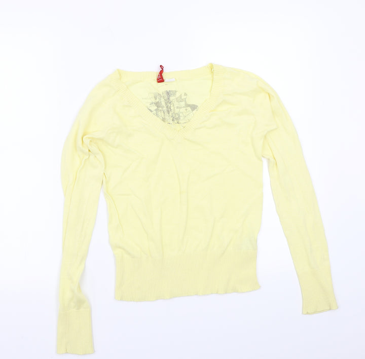 H&M< Womens Yellow   Pullover Jumper Size 36