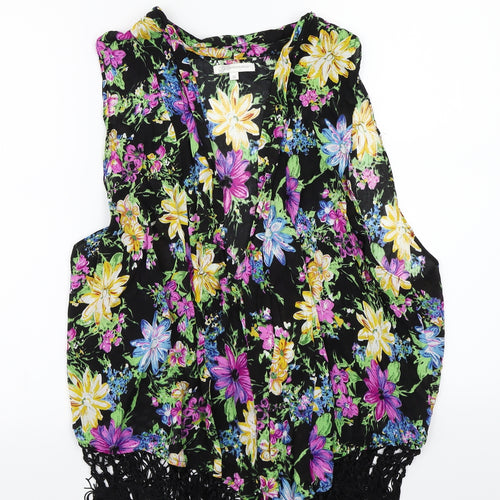 Glamorous Womens Black Floral  Cardigan Jumper Size 14