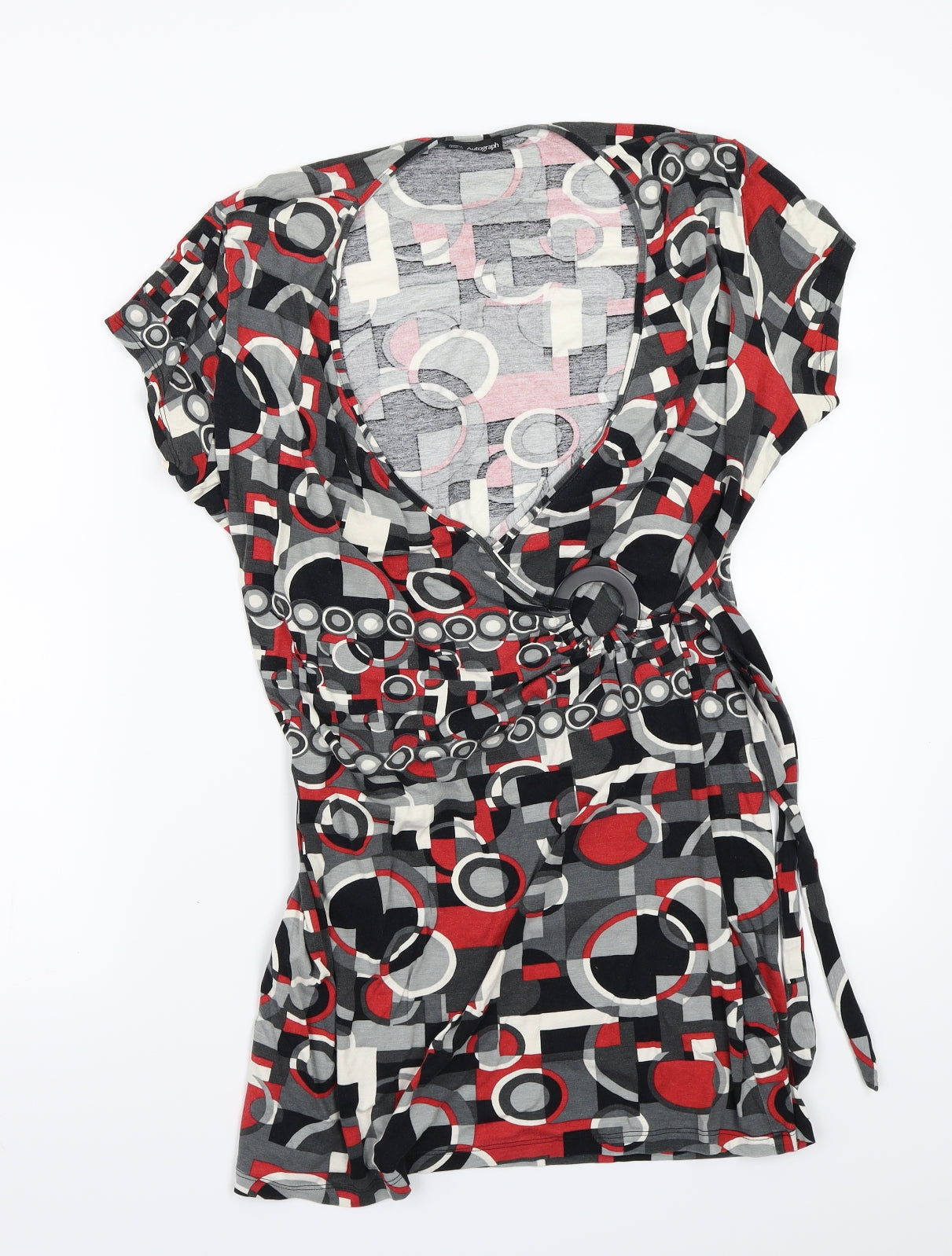 Marks and Spencer Womens Black Geometric  A-Line  Size 16