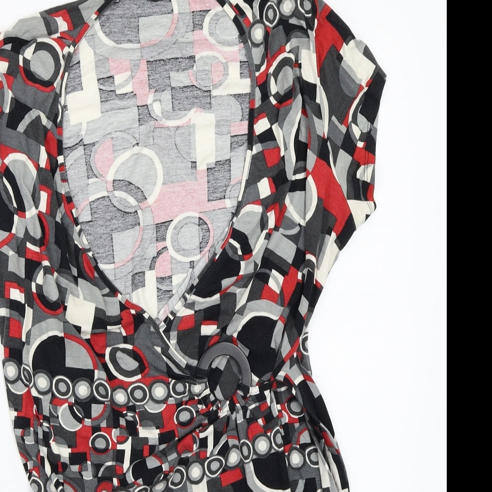 Marks and Spencer Womens Black Geometric  A-Line  Size 16