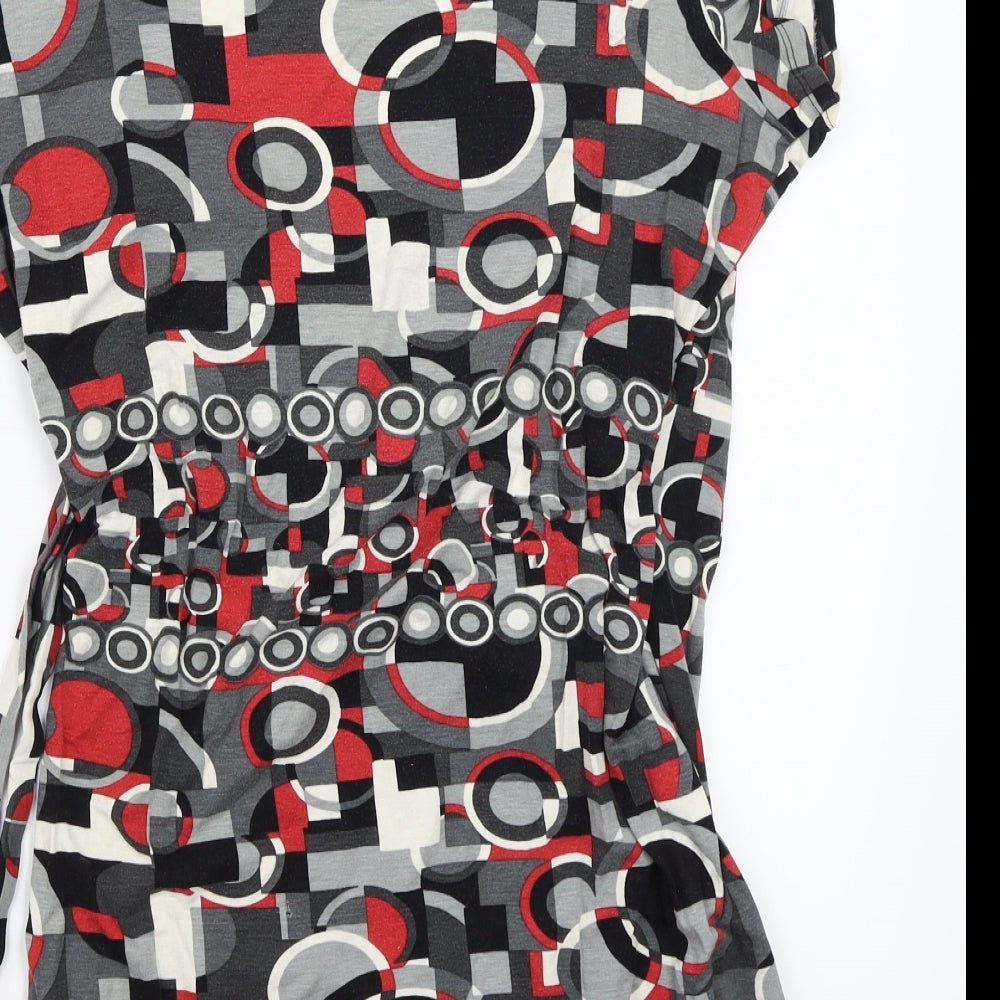 Marks and Spencer Womens Black Geometric  A-Line  Size 16