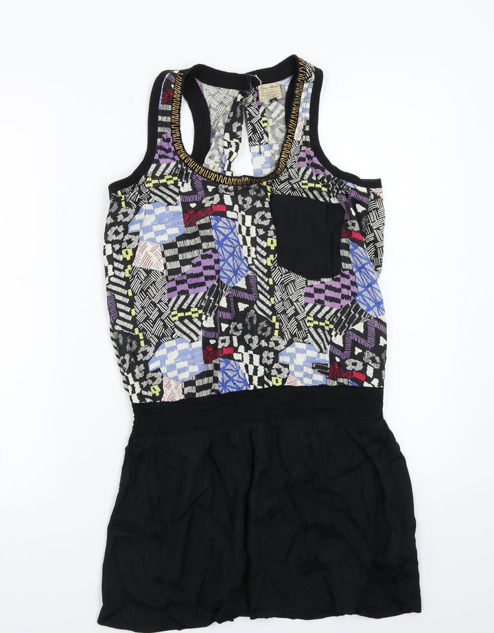 River Island Womens Black Geometric  A-Line  Size 8