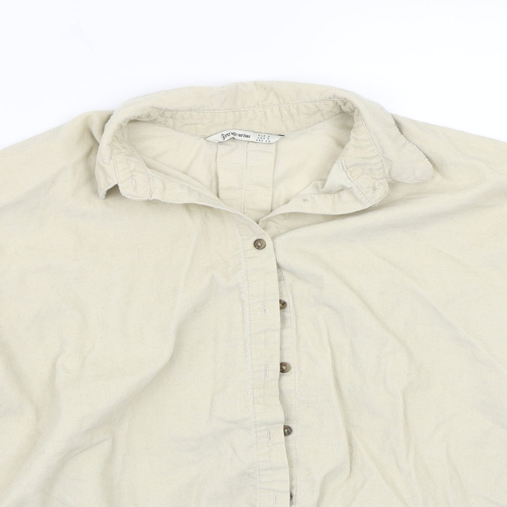Stradavarius Womens Beige   Basic Button-Up Size S