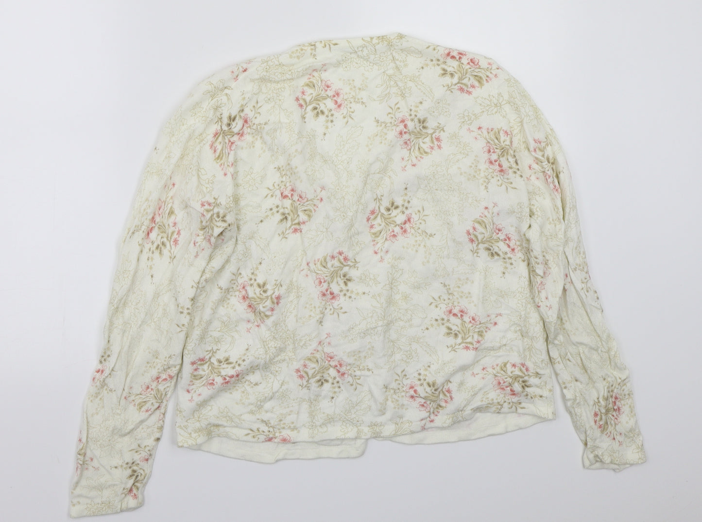 Marks and Spencer Womens White Floral  Cardigan Jumper Size 14