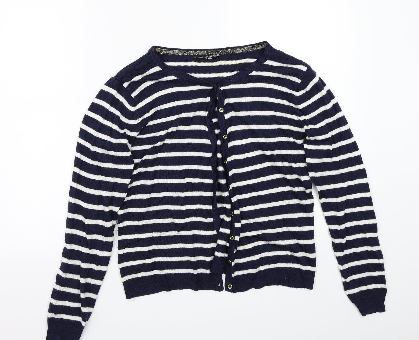 Primark Womens Blue Striped  Cardigan Jumper Size 14