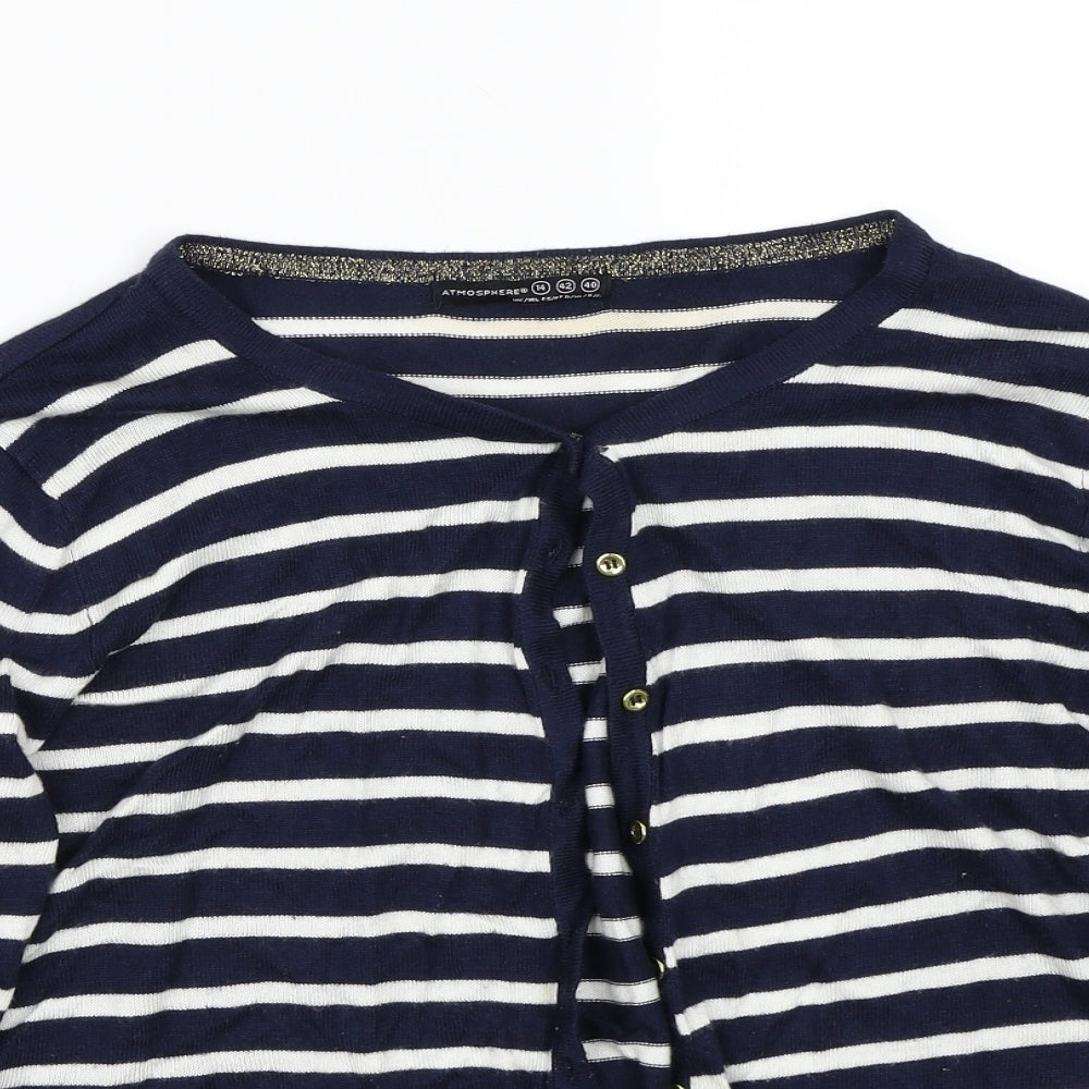 Primark Womens Blue Striped  Cardigan Jumper Size 14