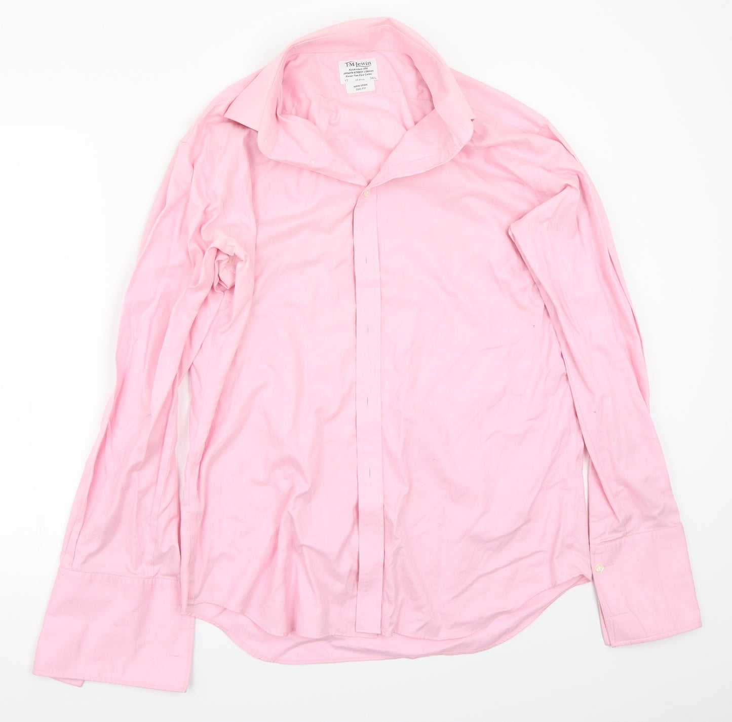 TM Lewin Mens Pink    Button-Up Size 17